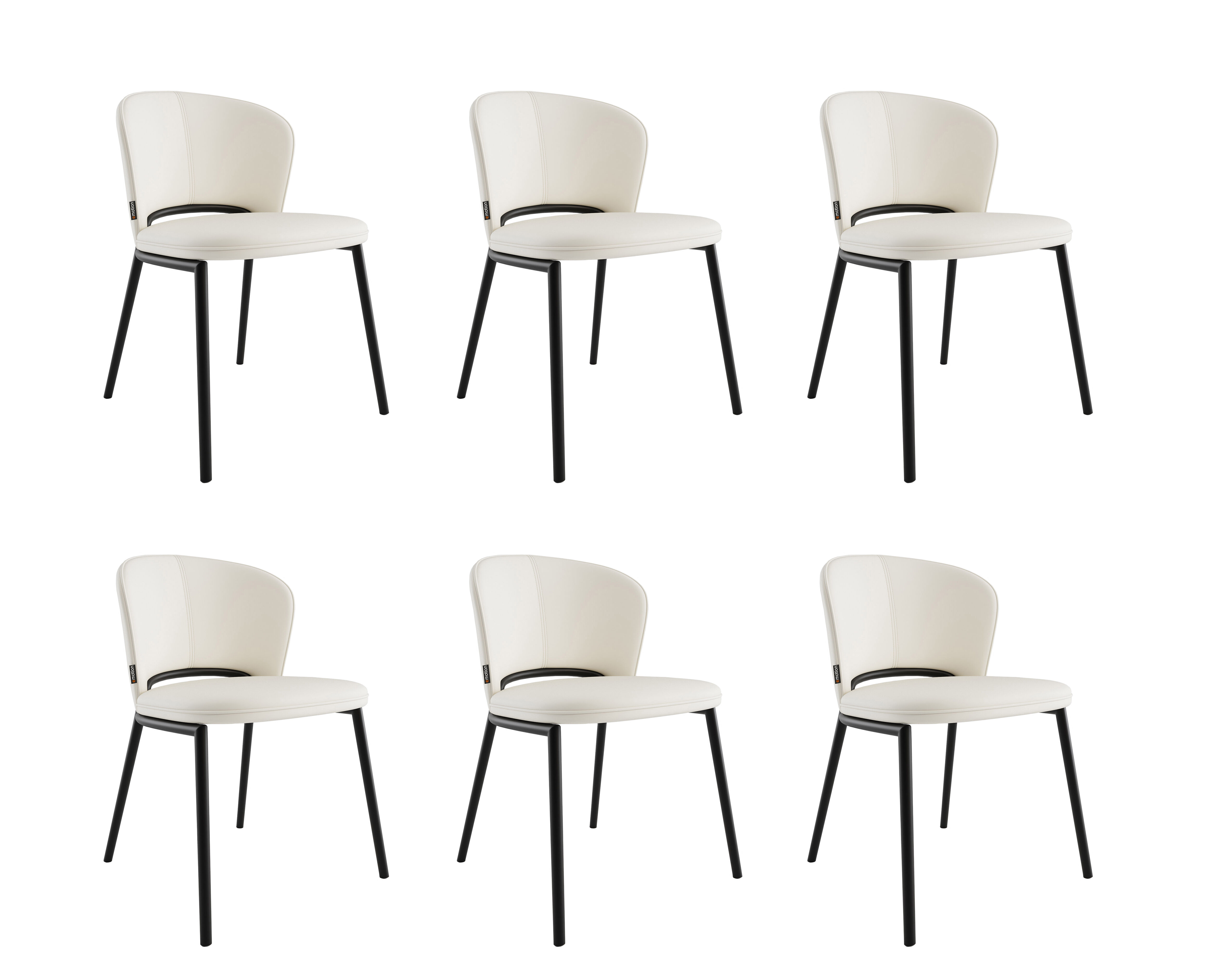 6er Set Esszimmerstuhl Design Küchenstuhl Dean Kunstleder hellgrau Metallbeine