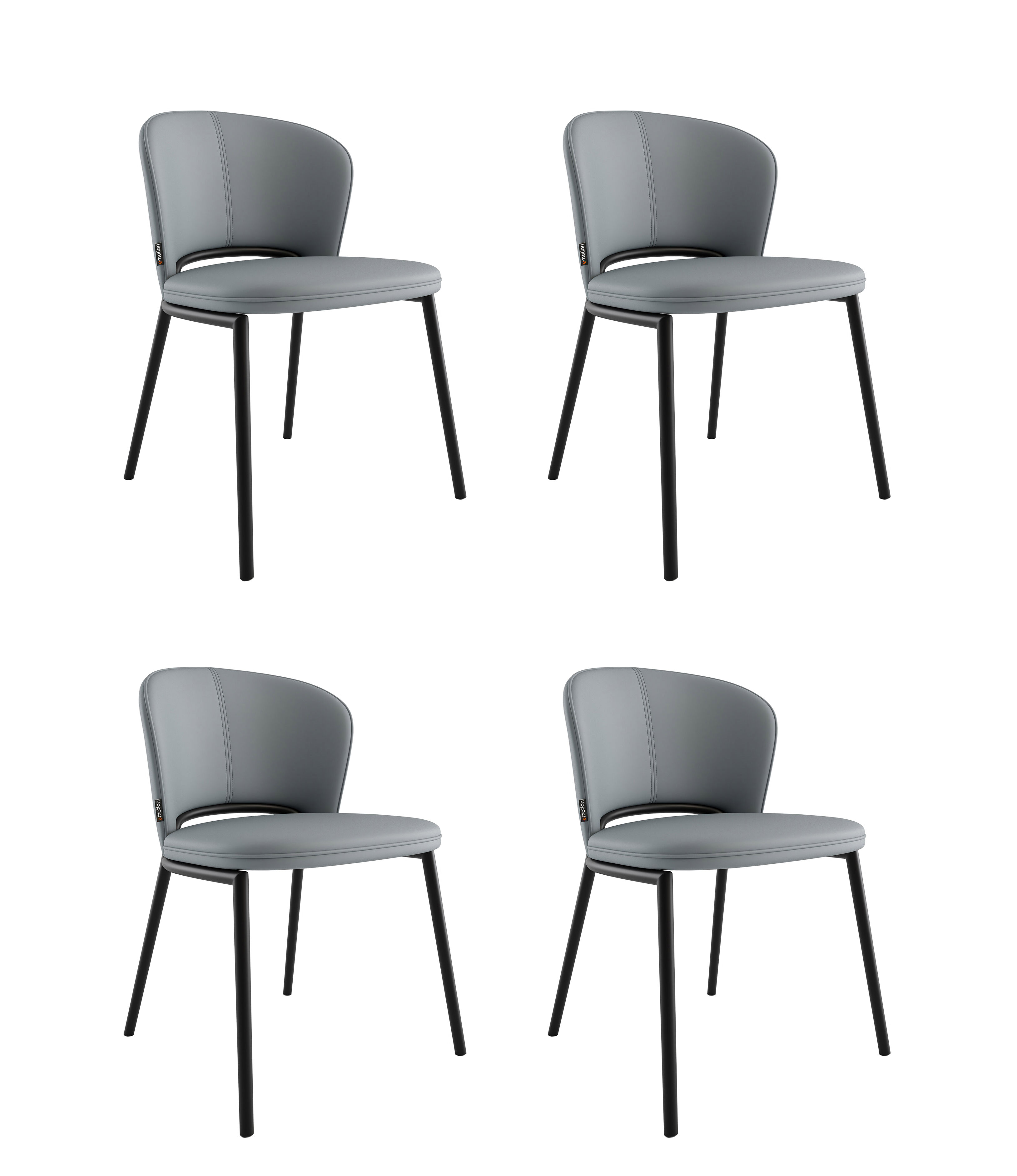 4er Set Esszimmerstuhl Design Küchenstuhl Dean Kunstleder hellgrau Metallbeine