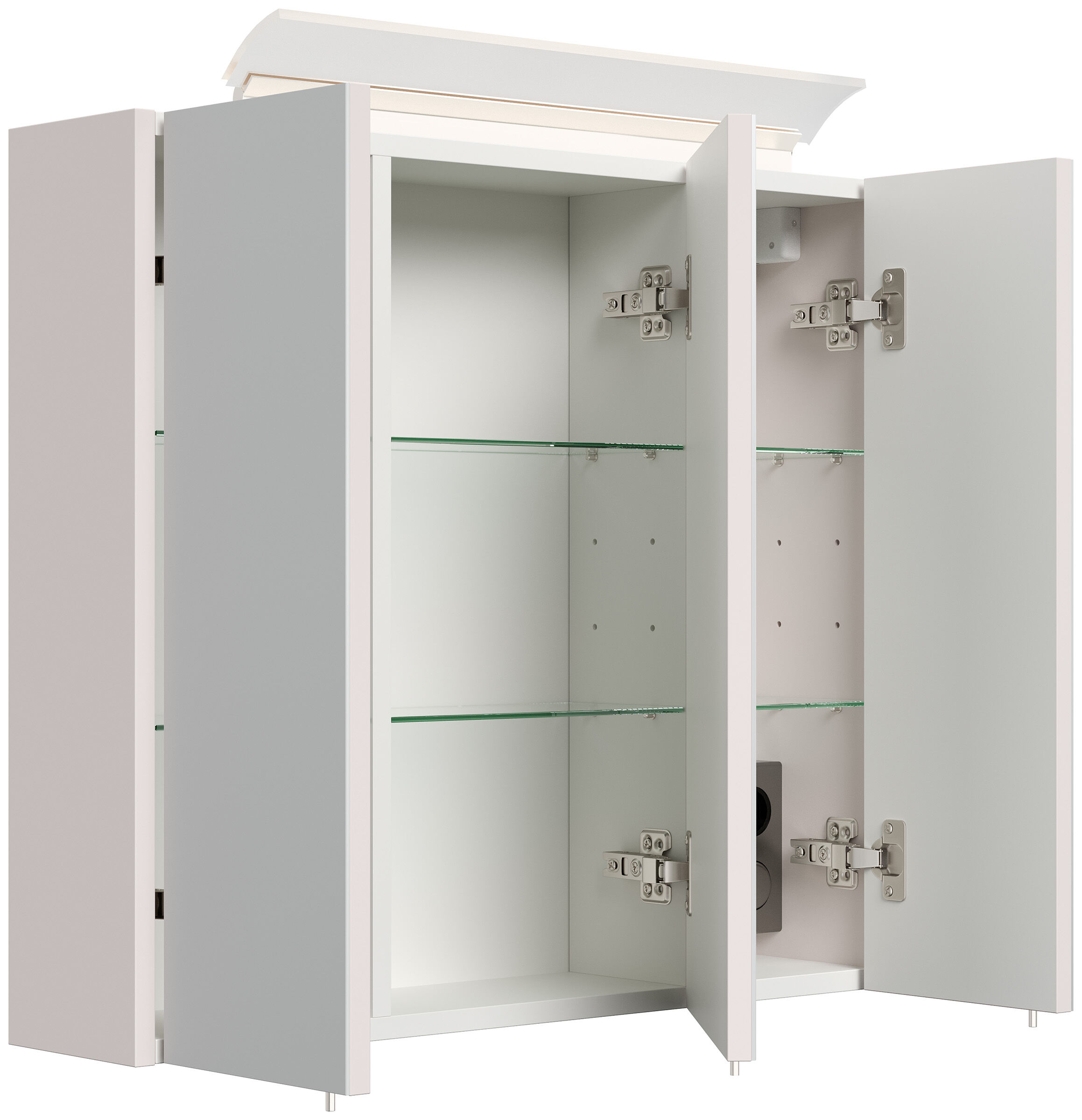 Spiegelschrank 70cm inkl. Design LED-Lampe und Glasböden eiche gold