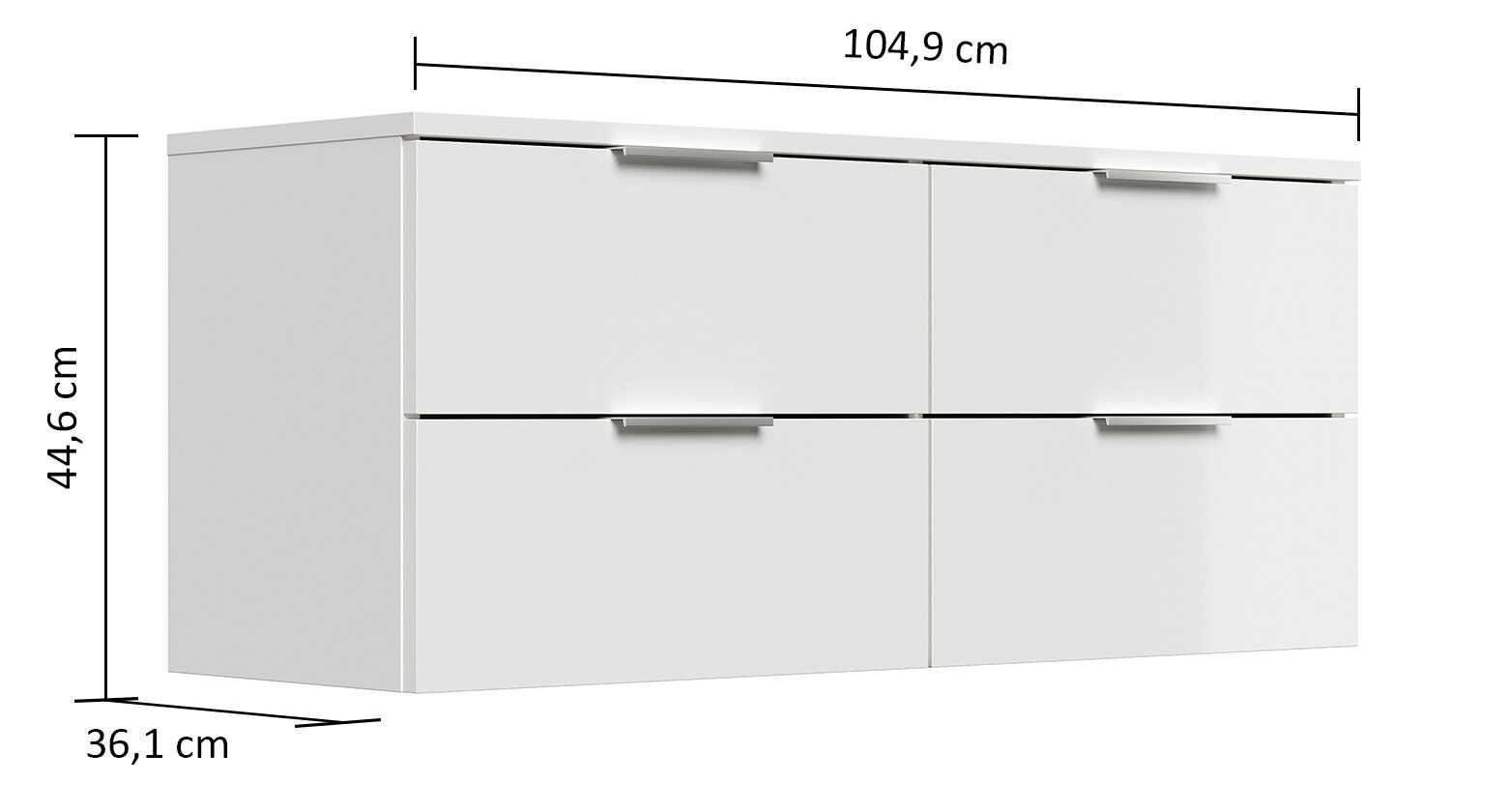 Design Hängekonsole Sideboard Urban Slimline 4 Softeinzüge lackiert Creme-Grafit
