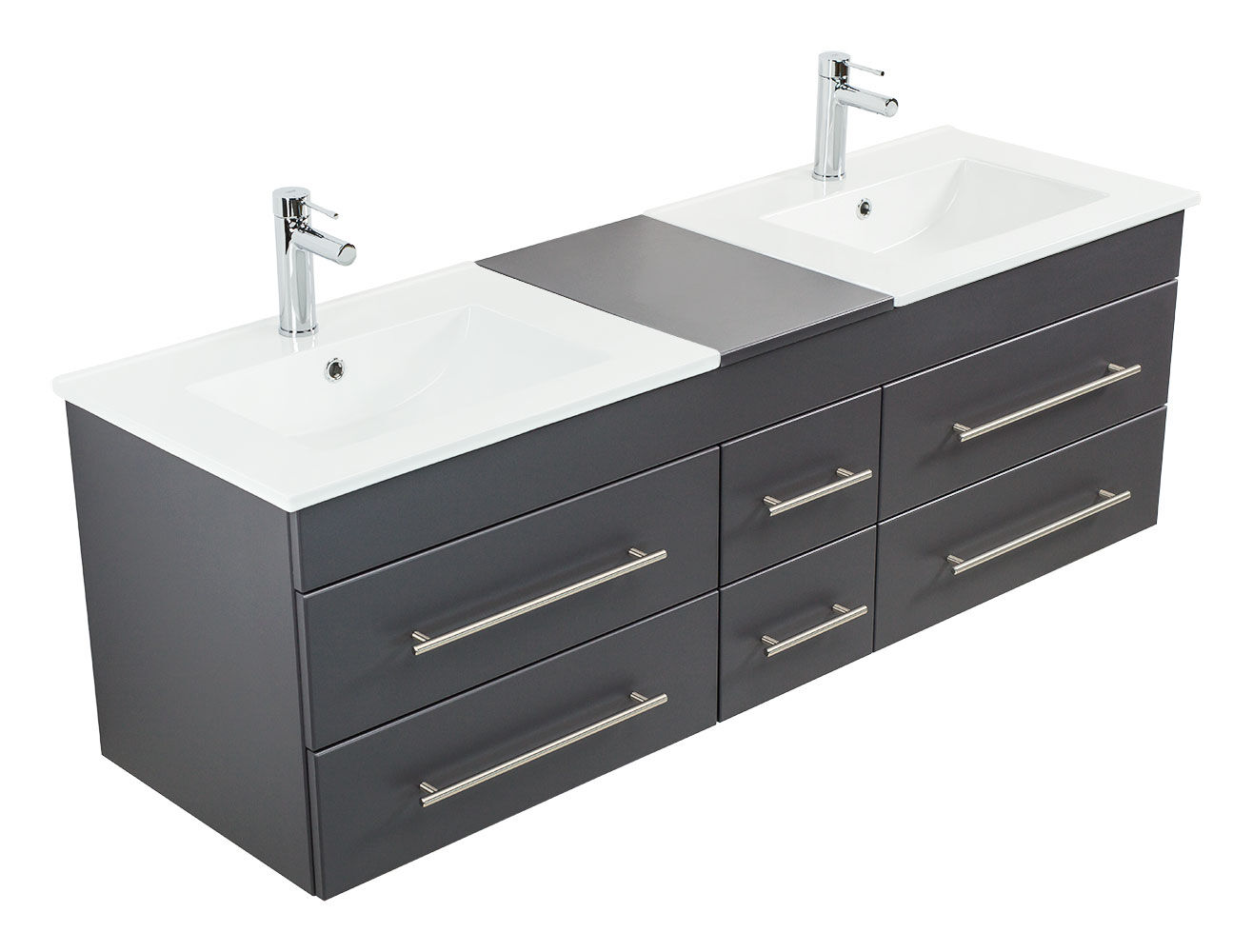 Badmöbel Milano XL 172cm Doppel- Waschtisch SoftClose weiss hochglanz
