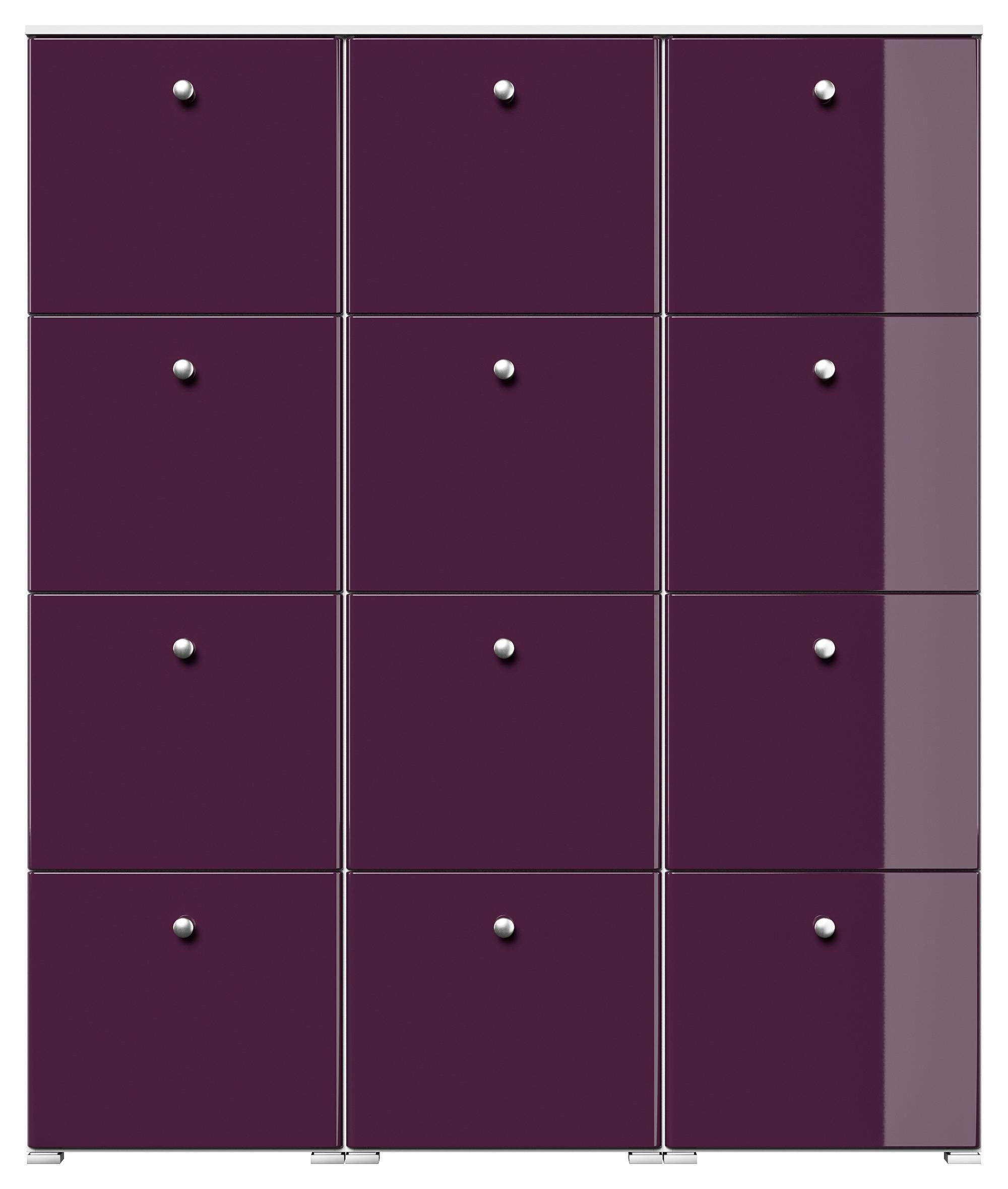 Schuhschrank XXXL Comfort 12 Klappen 48 Paar 160x187 cm Weiss-Brombeer