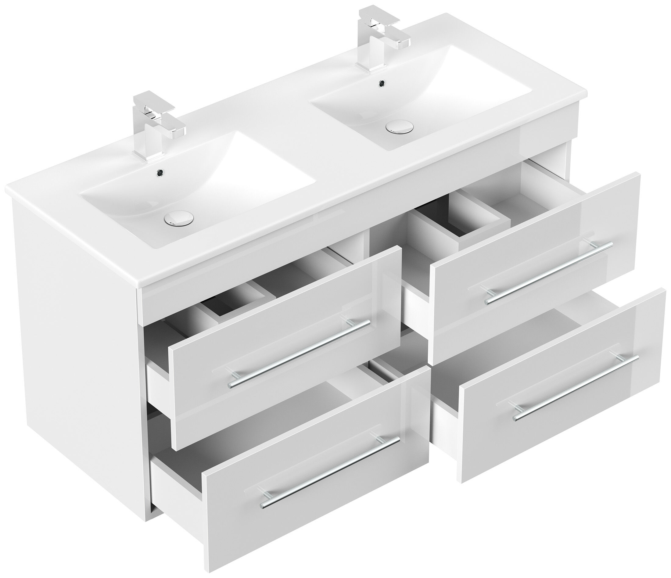 Badmöbelset Helios 2-teilig Spiegelschrank weiss hochglanz