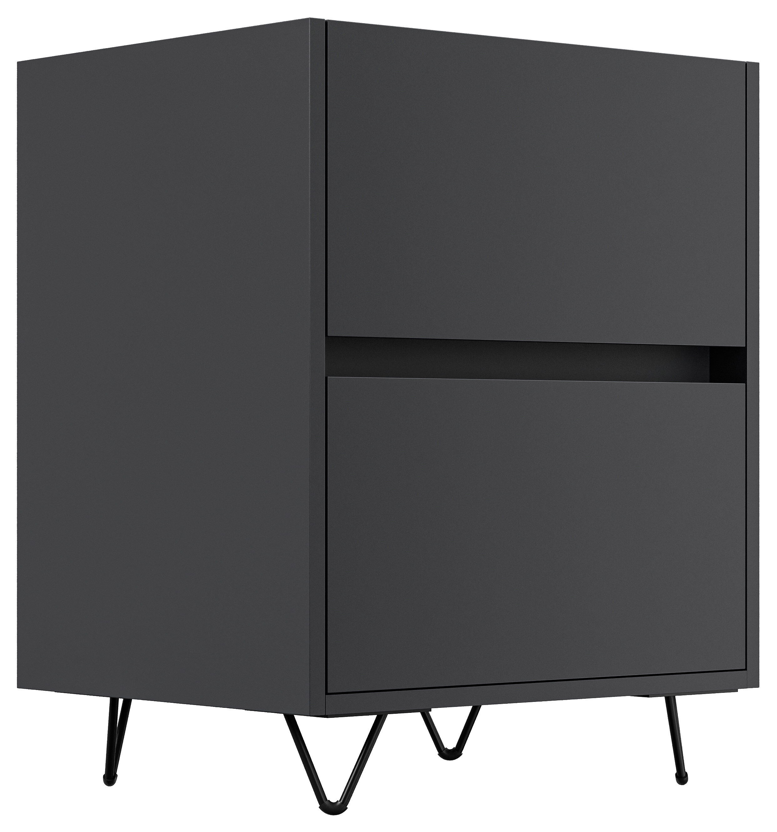 Nachttisch Yako 50cm 2 SoftClose stehend Weiß & Eiche Front