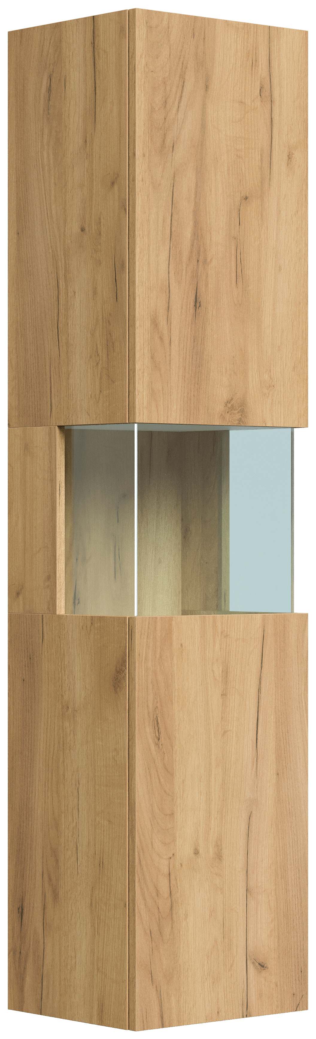 Design Badschrank Hochschrank 150cm  Softclose Taifun Glaselement eiche gold