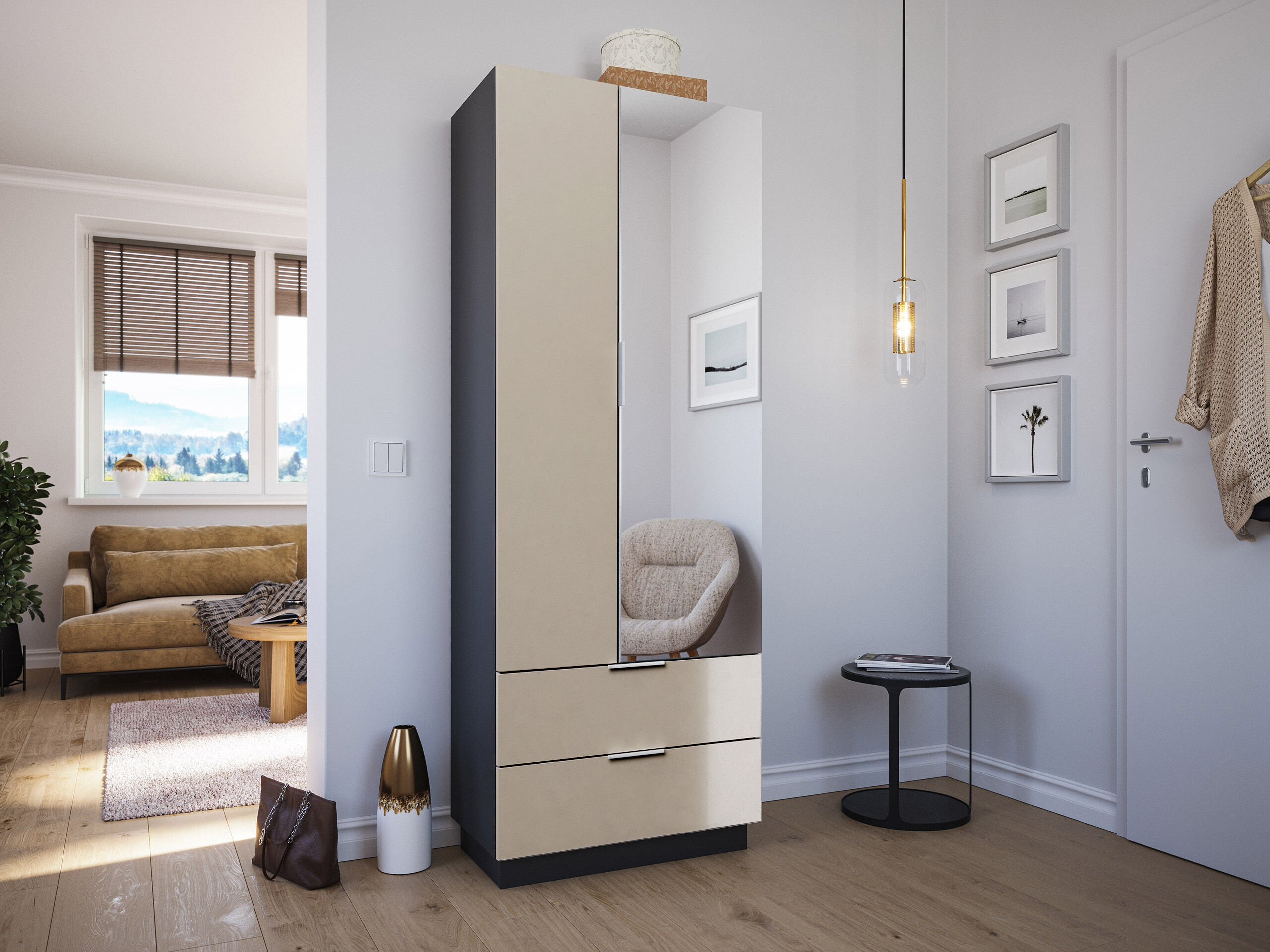 Schuhschrank Castello-M Spiegeltür 2 Softeinzüge 24 Paar Oak