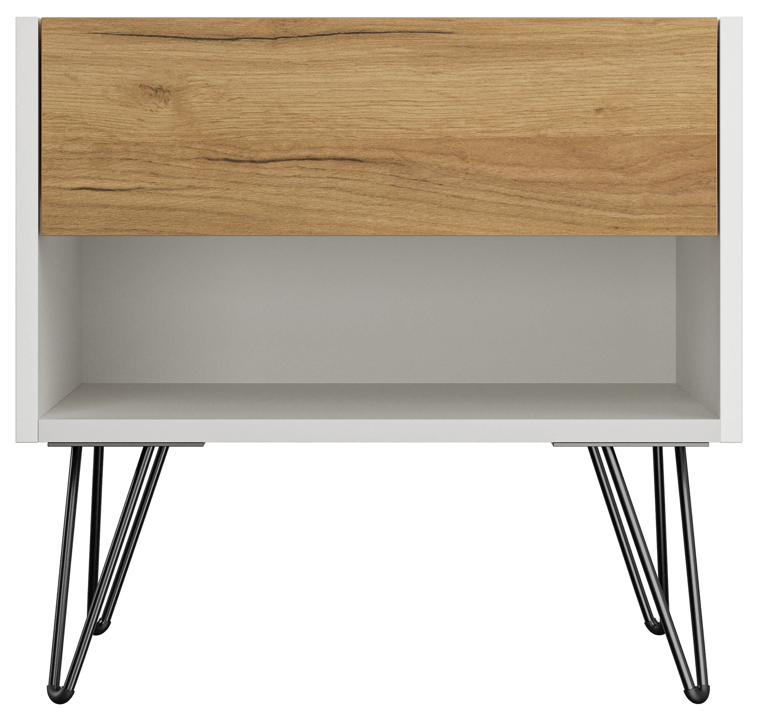 2er Set Nachttisch Dion 50cm SoftClose stehend Weiß Hgl