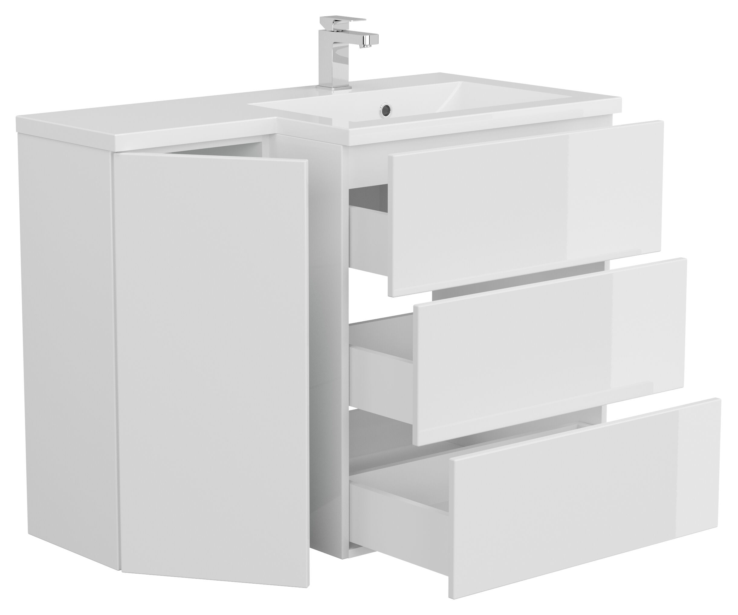 Badblock Adelia links SoftClose weiss hochglanz