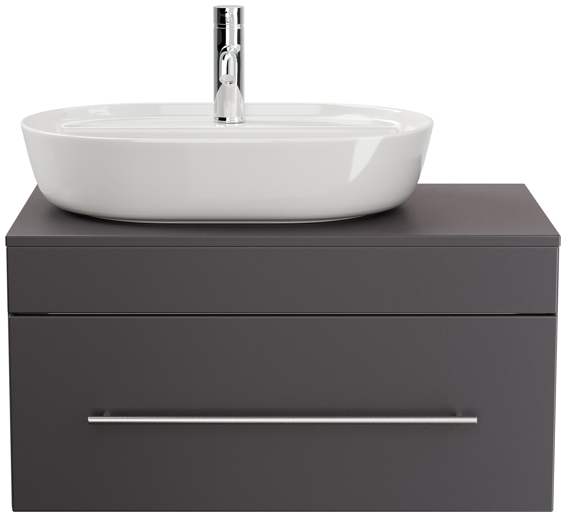 Badmöbel PEGASUS 80cm mit Design Aufsatzwaschbecken anthrazit