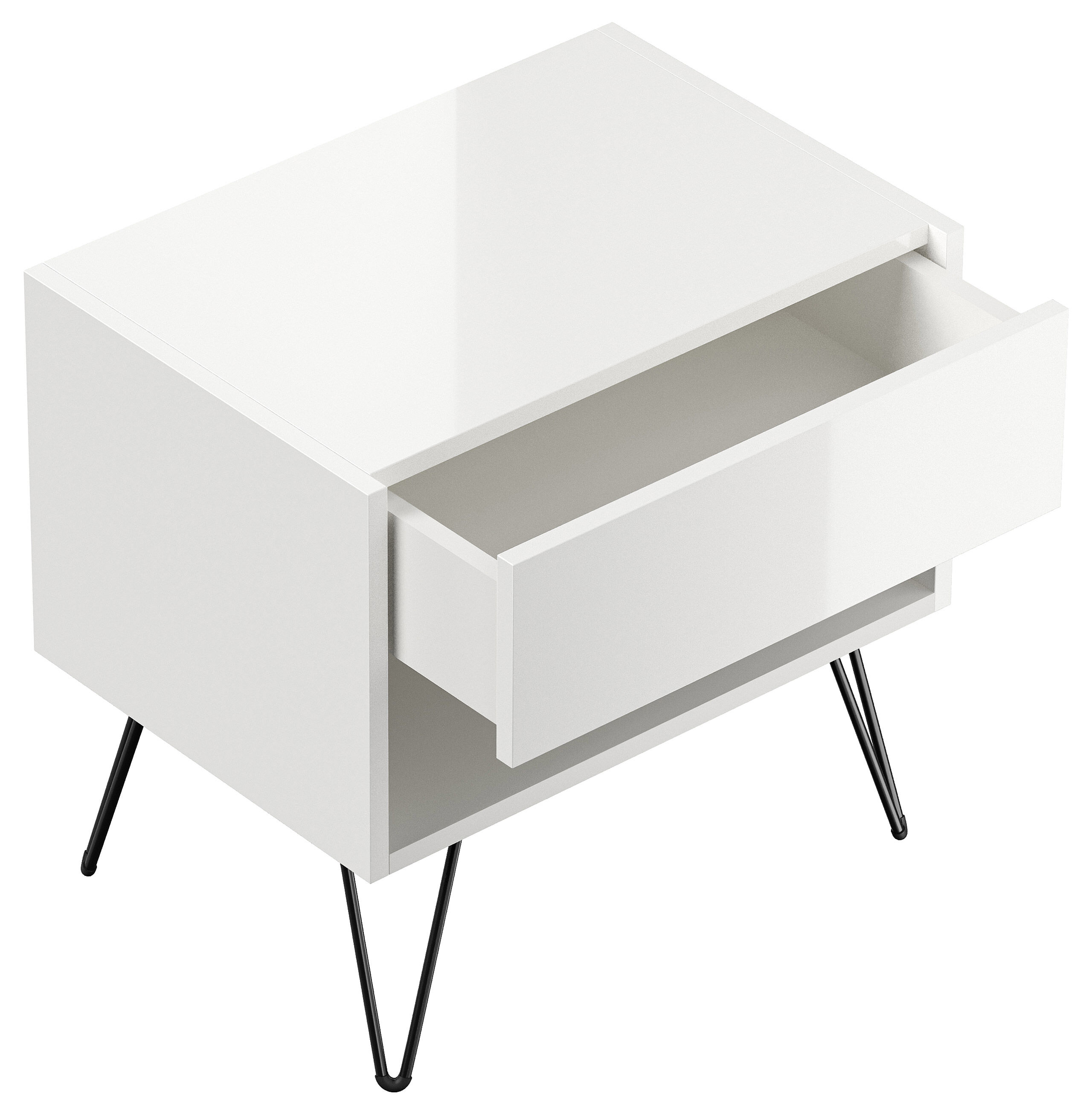 2er Set Nachttisch Dion 50cm SoftClose stehend Weiß Hgl