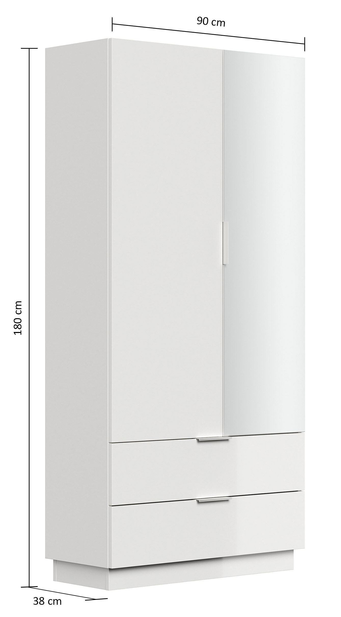 Schuhschrank Castello-L Spiegeltür 2 Softeinzüge 30 Paar Creme-Grafit