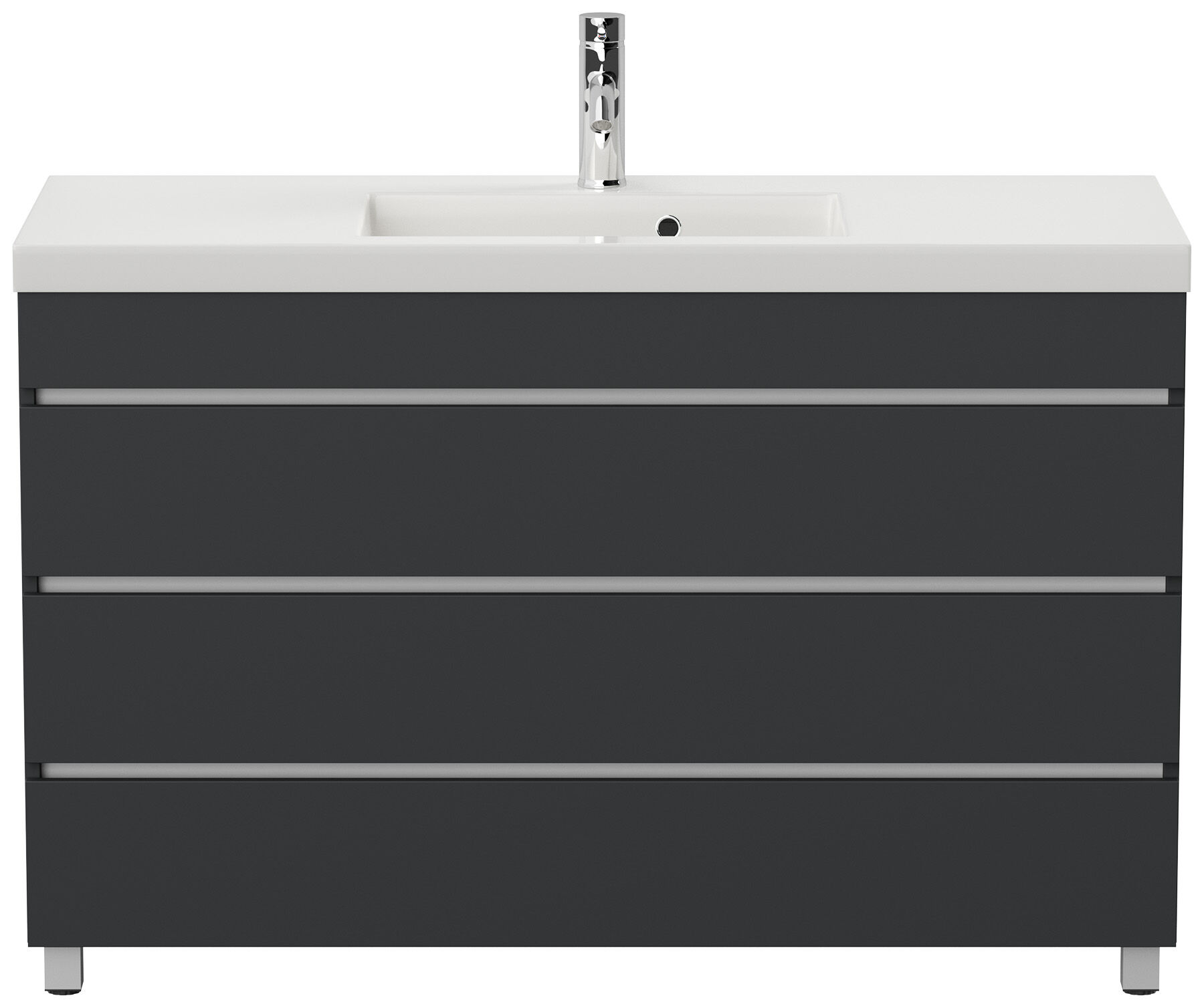 Stand Badmöbel GENEVA 120 SoftClose weiss hochglanz mit 3 grifflosen Schubladen