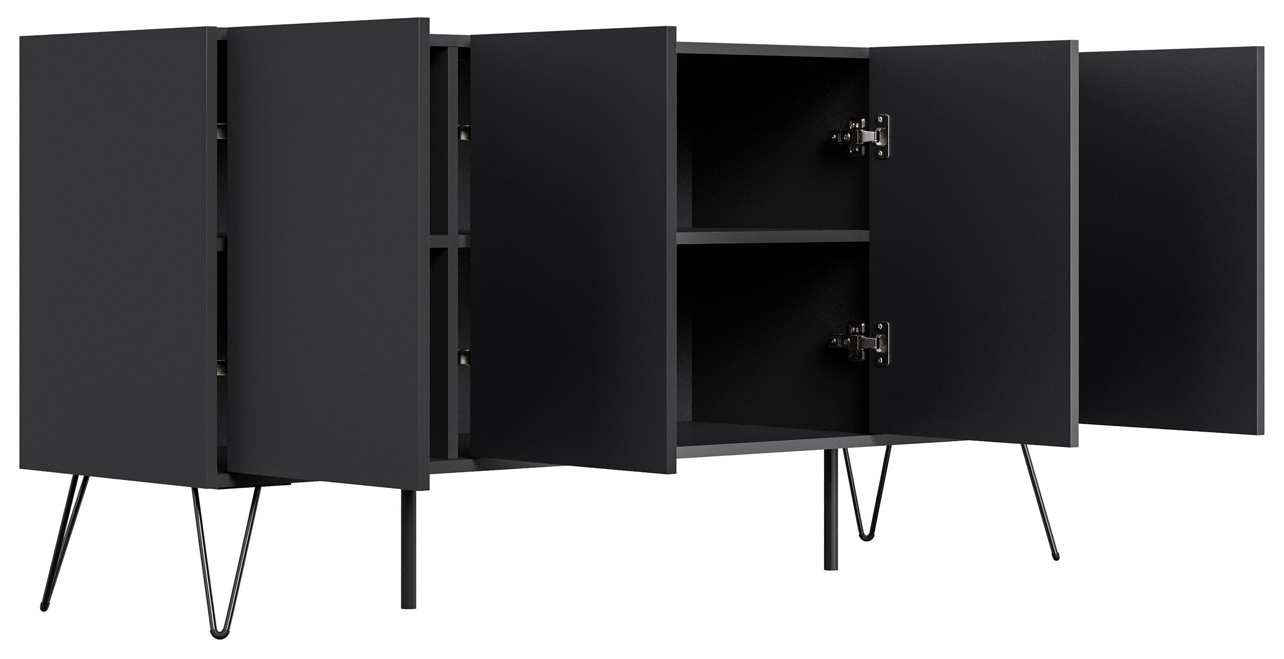 Raumwunder XL Sideboard Kommode Maxim 155cm stehend 4 Türen Grafit