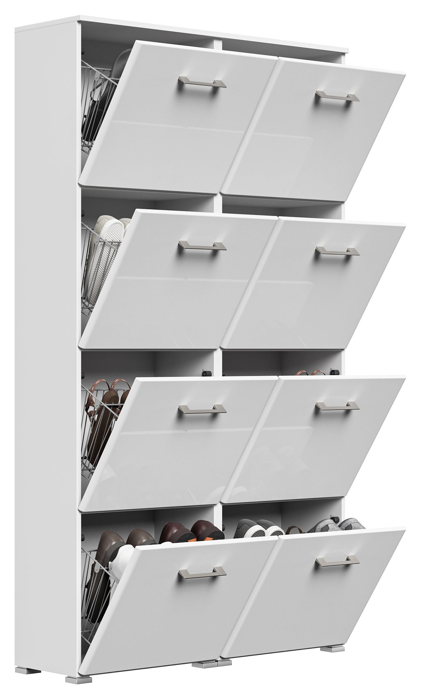 Schuhschrank Emotion 8 Klappen 32 Paar 105x187 cm Weiss-Brombeer