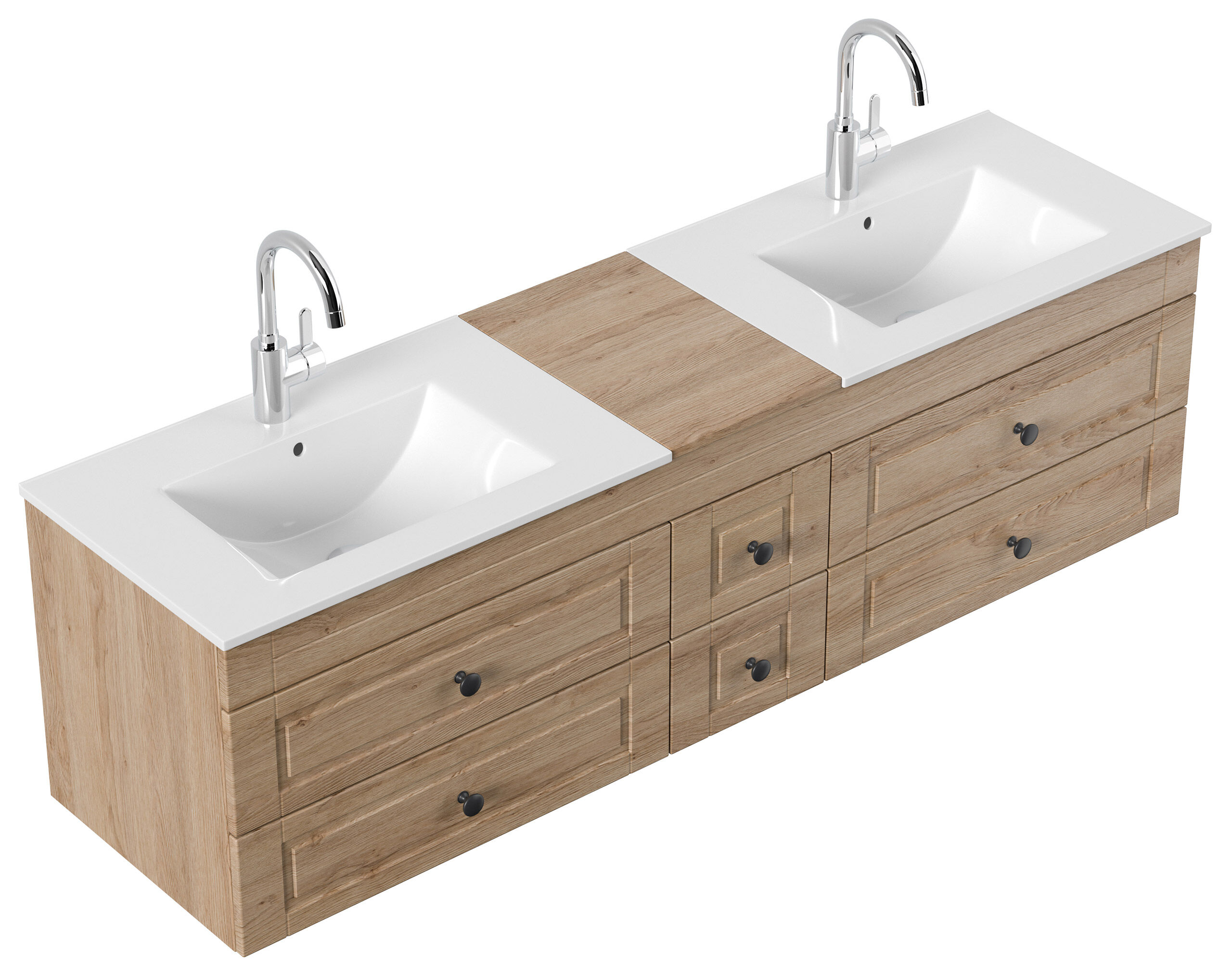 Badmöbel Milano XL Cottage Doppel-Waschbecken SoftClose anthrazit