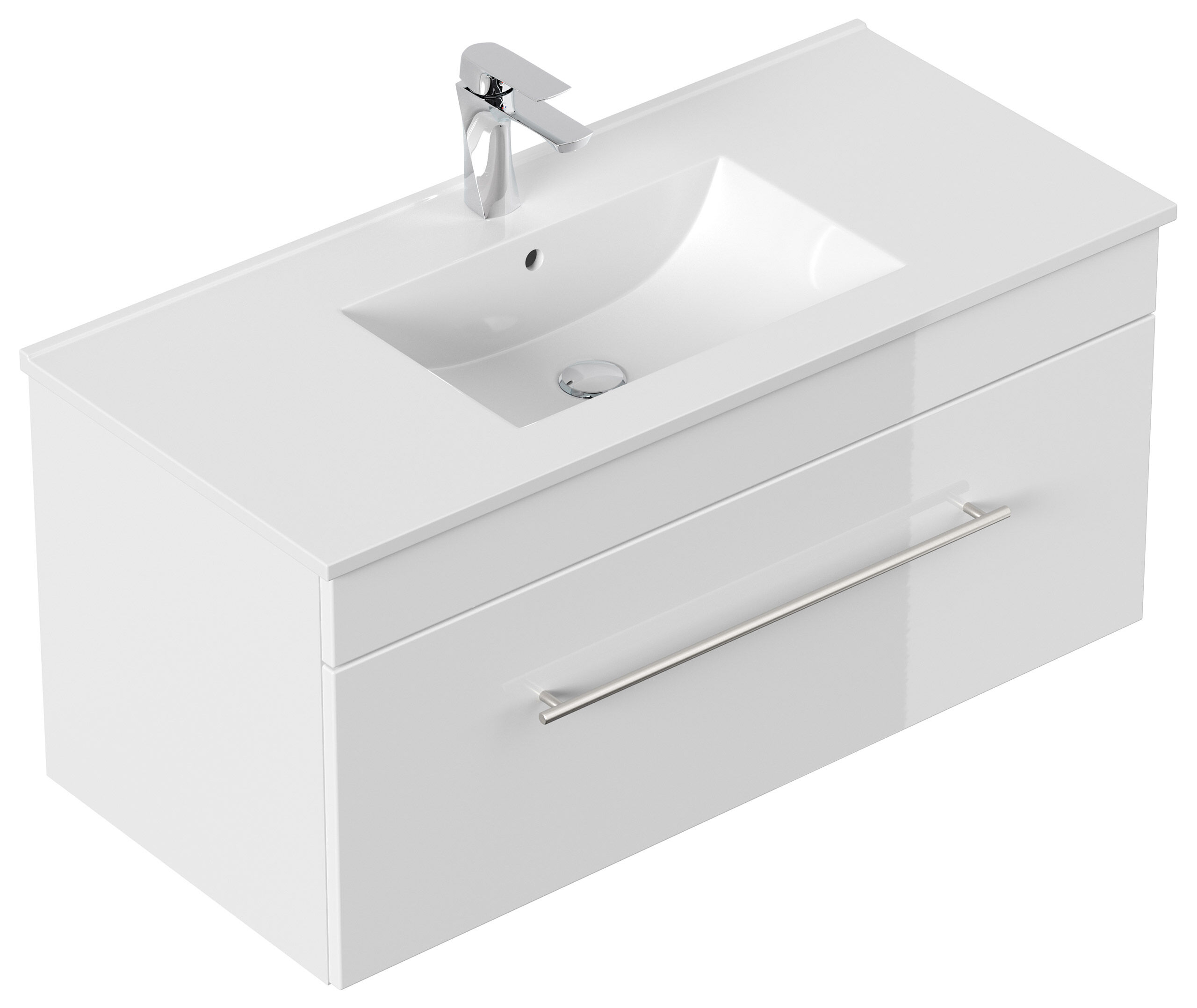 Badmöbel SANTINI 100 SoftClose weiss Front weiss hochglanz