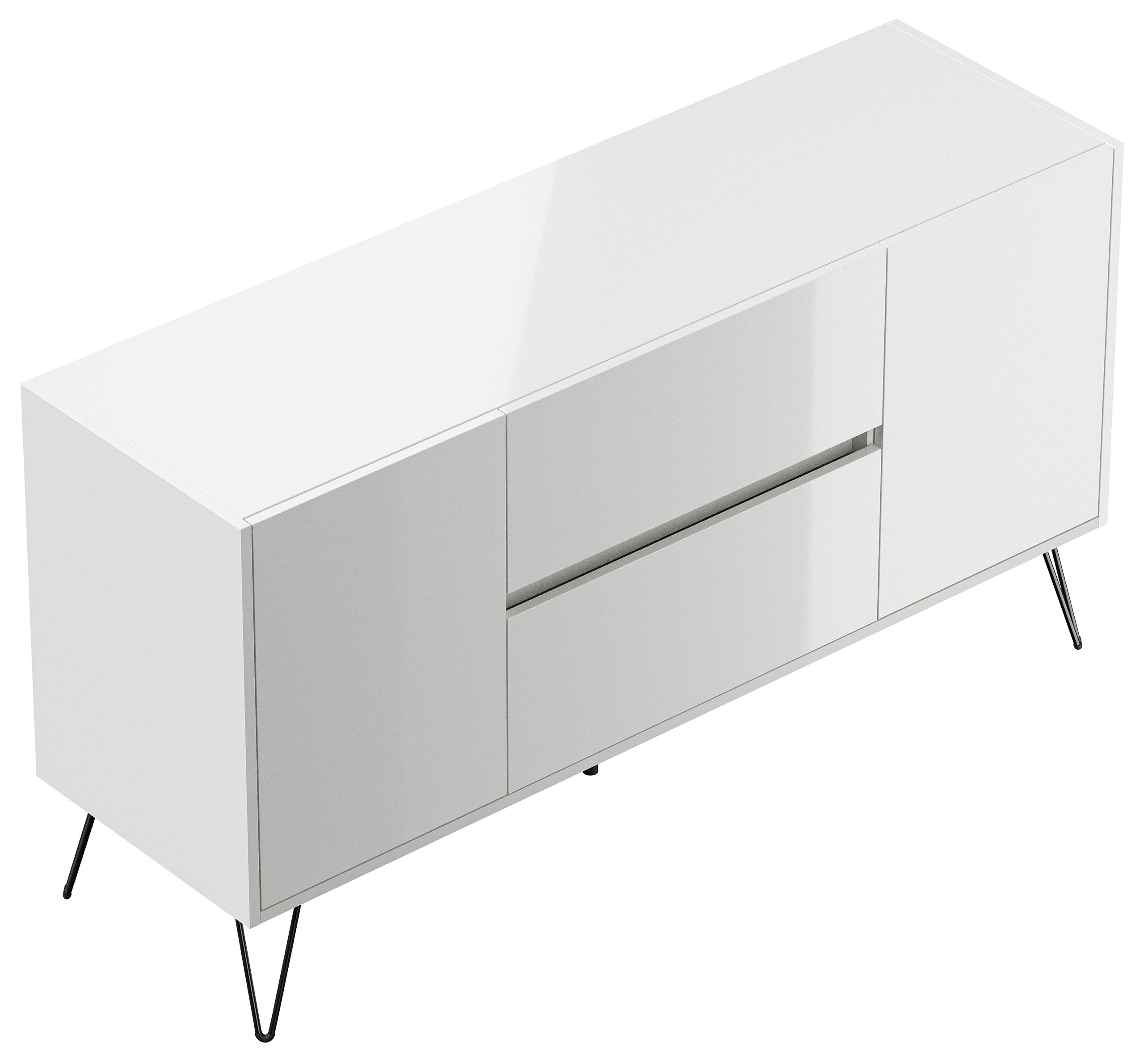 Raumwunder Sideboard Kommode Maya 140cm 2 Greif-SoftClose 2 Türen Weiß hochglanz