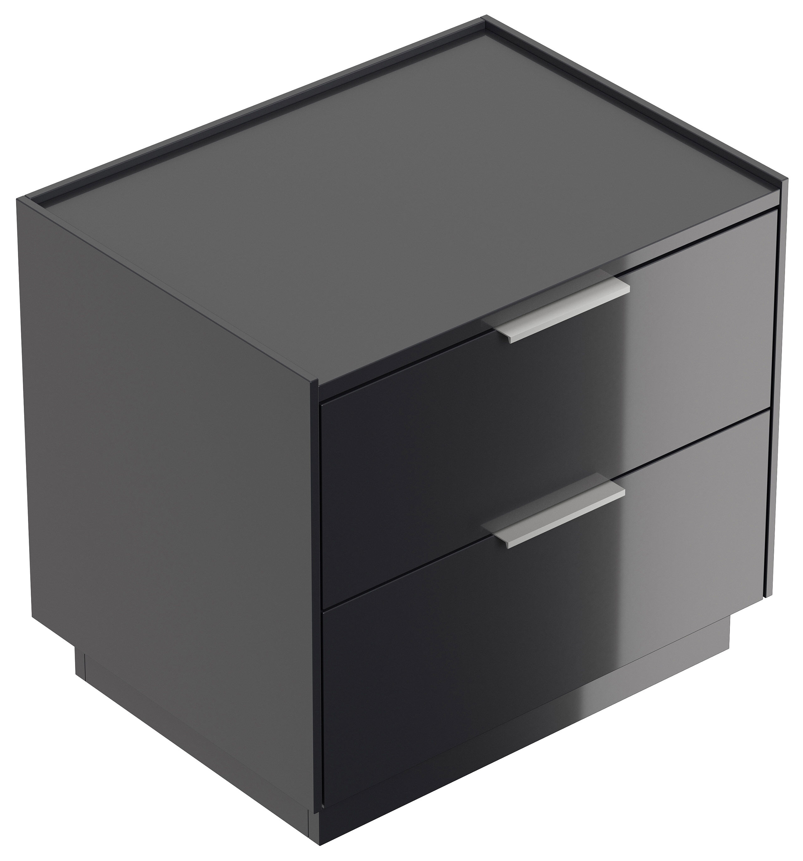 Design Nachttisch Kommode Artem 60cm, 2 Softeinzüge lackiert Weiß Hgl