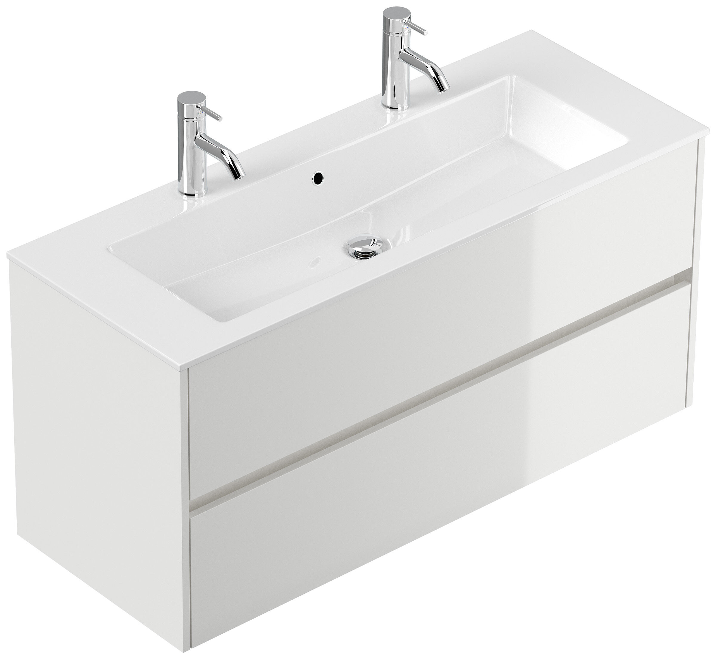 Doppel-Badmöbel Set Taifun 3tlg. 120 cm mit Spiegelschrank & Hochschrank weiß 