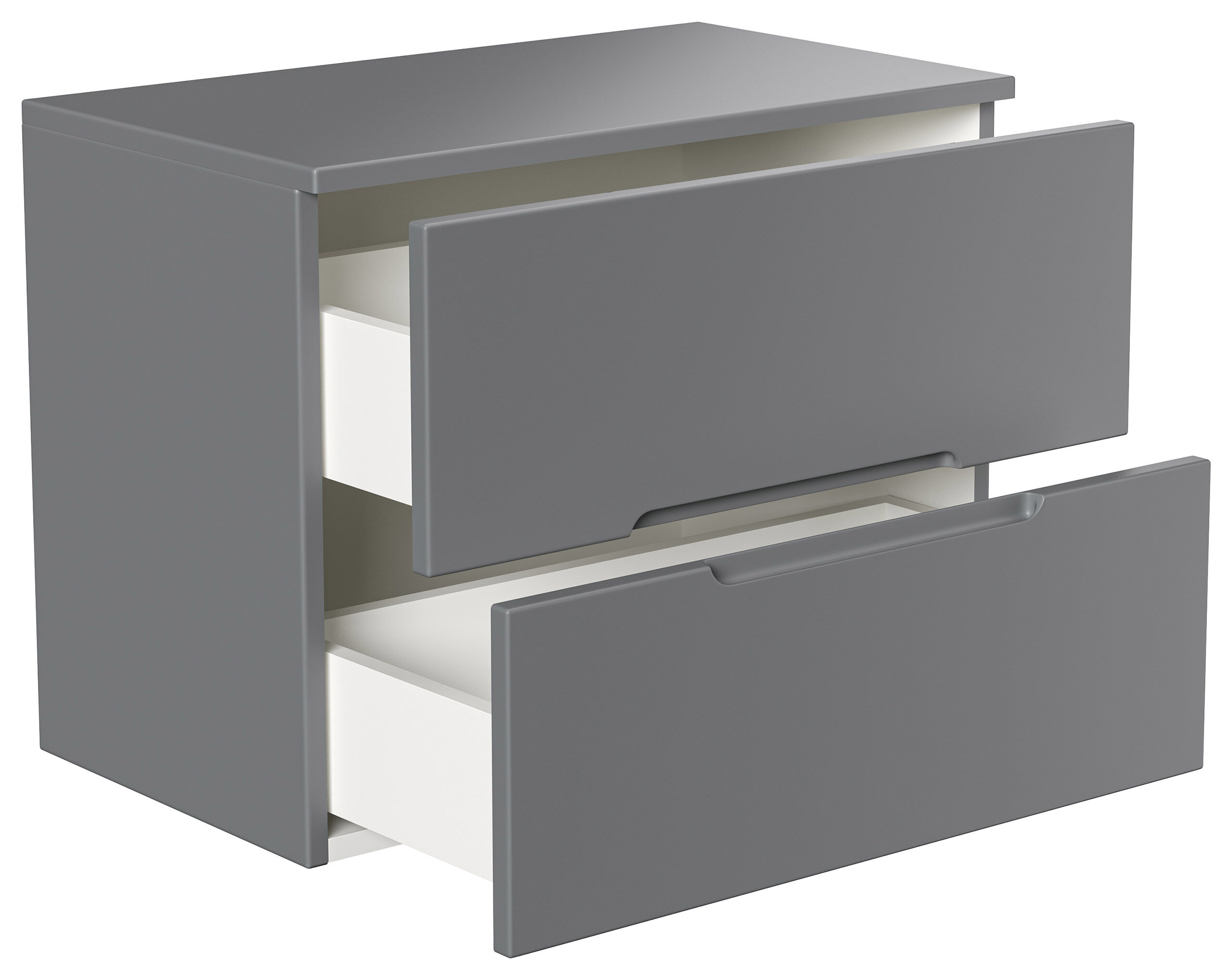 Nachttisch Talo 60cm 2 Softclose-Einzüge mit Greifraum Wandmontage grau matt