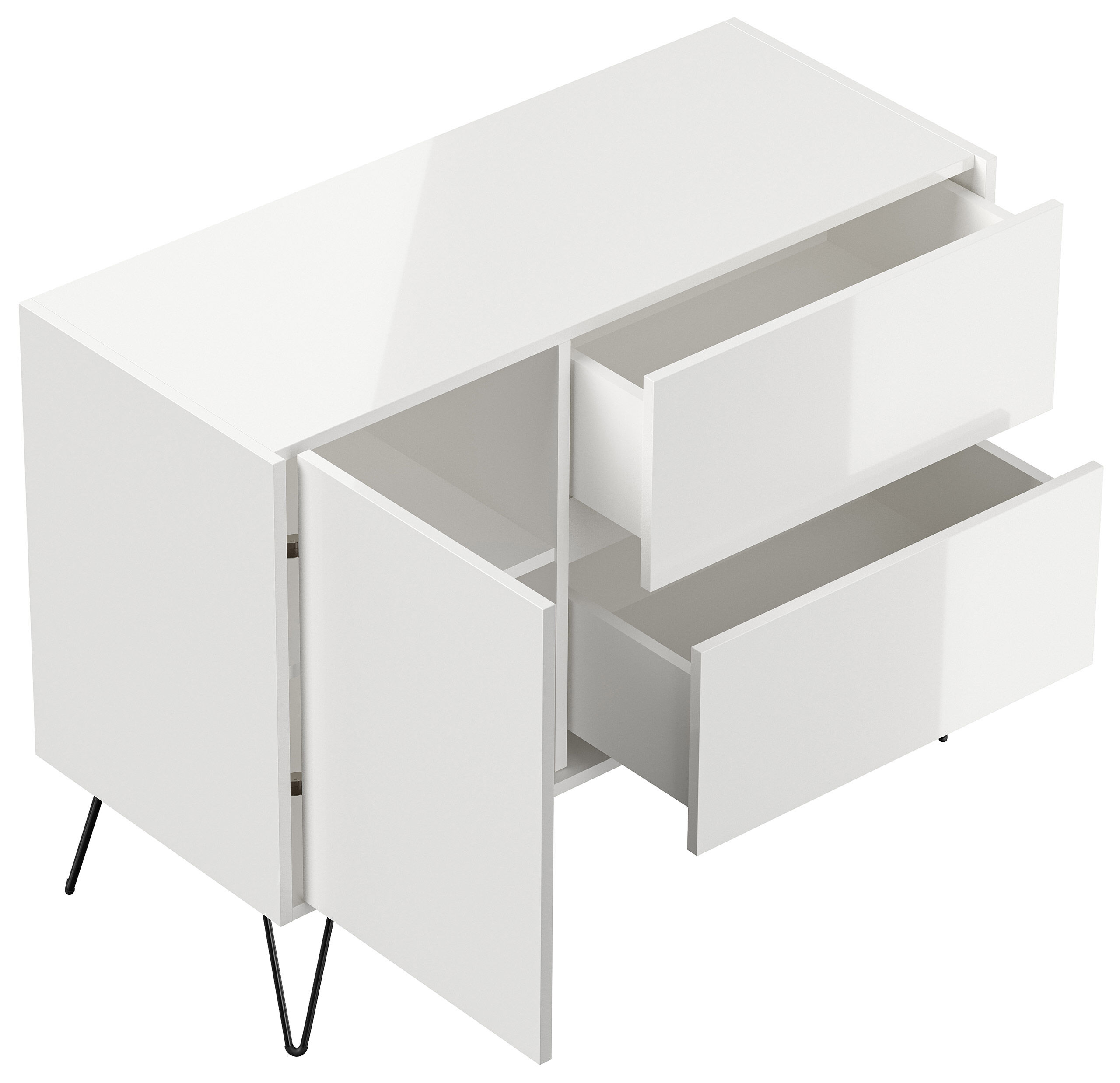 Sideboard Yako 100cm 2 SoftClose 1 Tür Weiß hochglanz