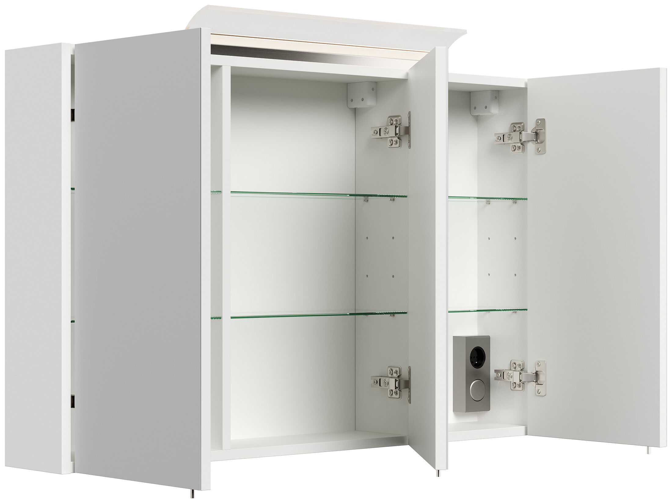 Spiegelschrank 120cm inkl. Design LED-Lampe und Glasböden eiche gold