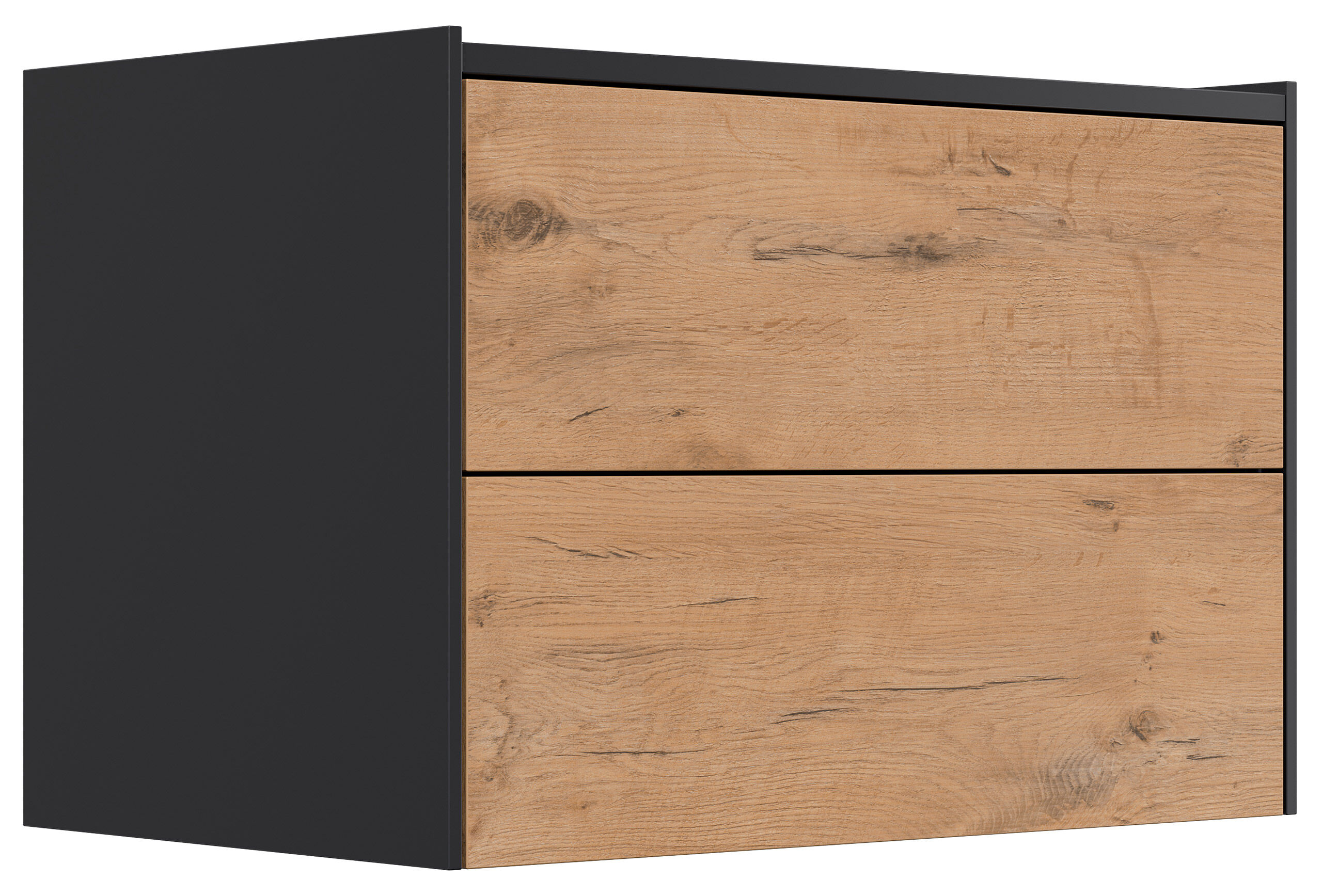 Design Nachttisch Kommode Somnia XL 70cm, 2 Pushauszüge Oak