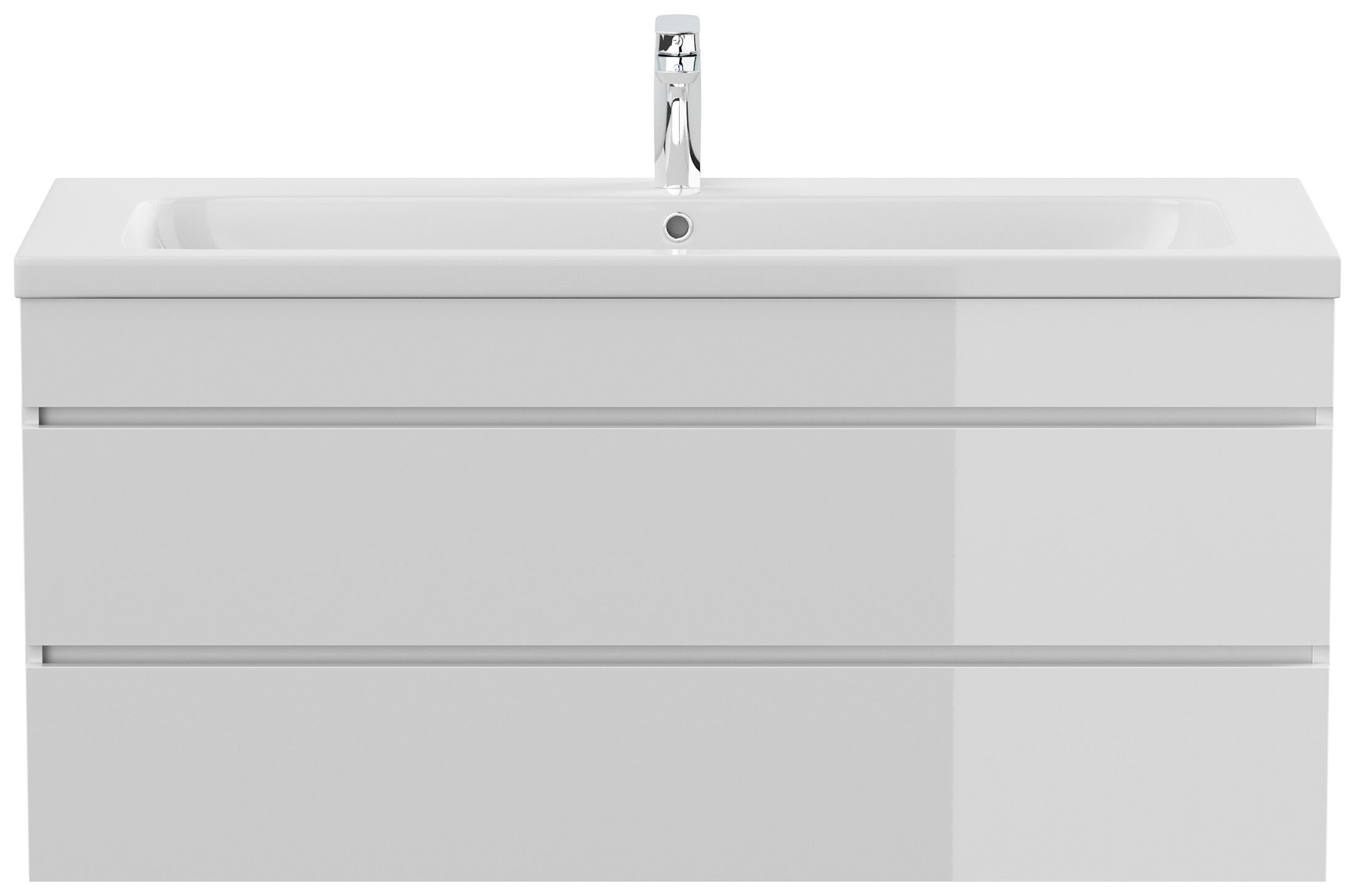 Badmöbel Via 120 SoftClose weiss hochglanz mit grifflosen Schubladen