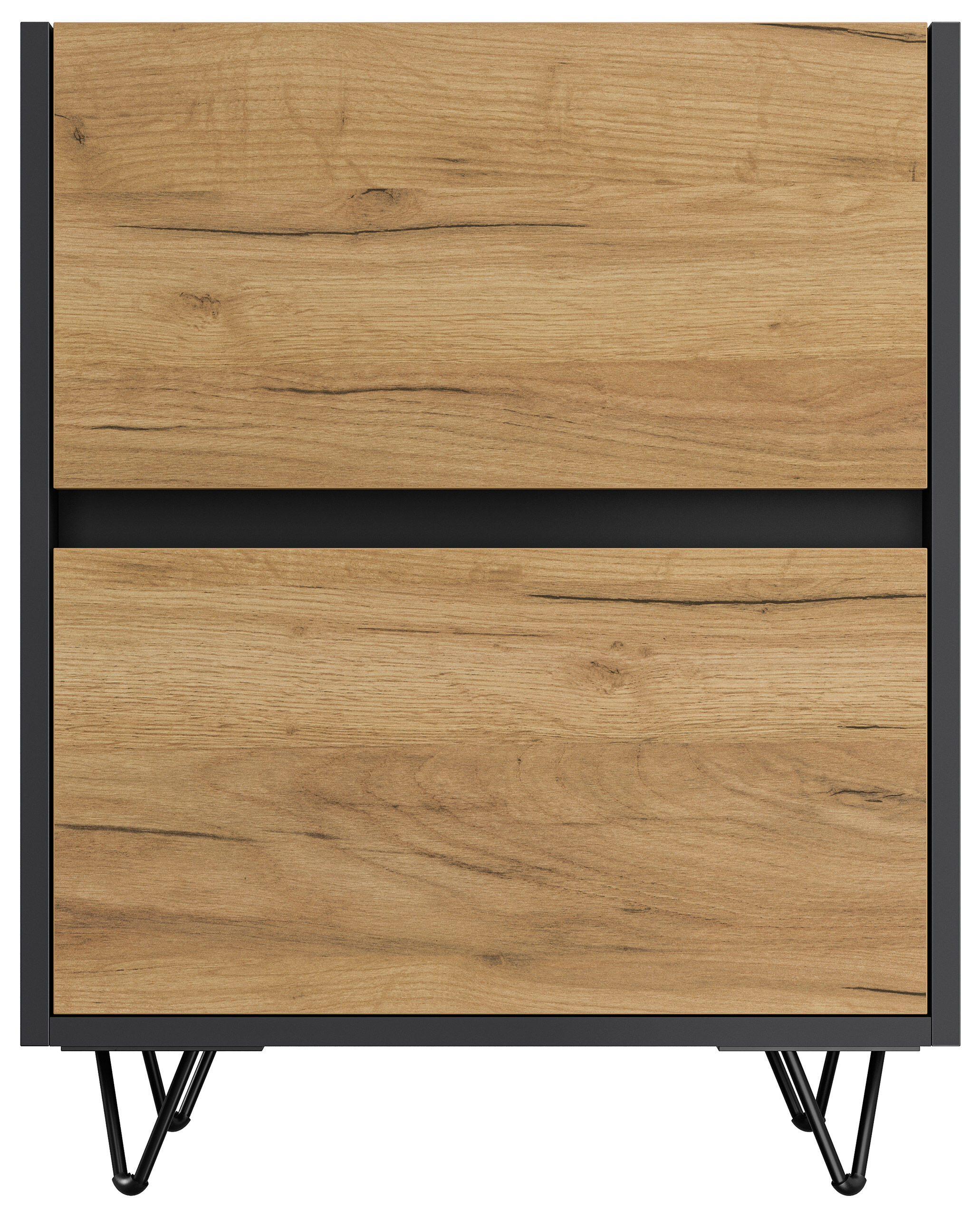 Nachttisch Yako 50cm 2 SoftClose stehend Weiß & Eiche Front