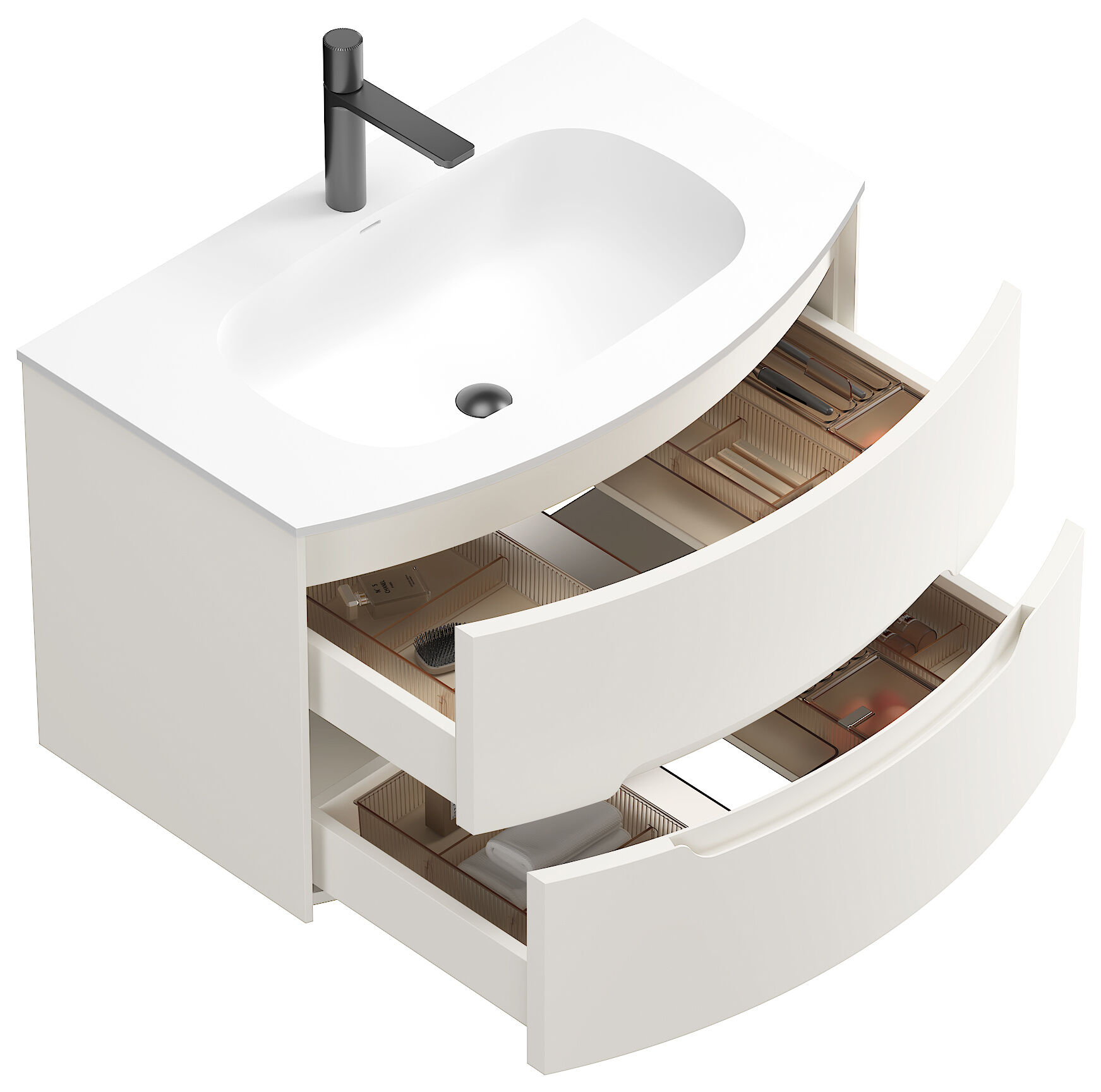 Badmöbel Set Riva 3tlg. 80 cm mit Spiegelschrank montiert weiß matt