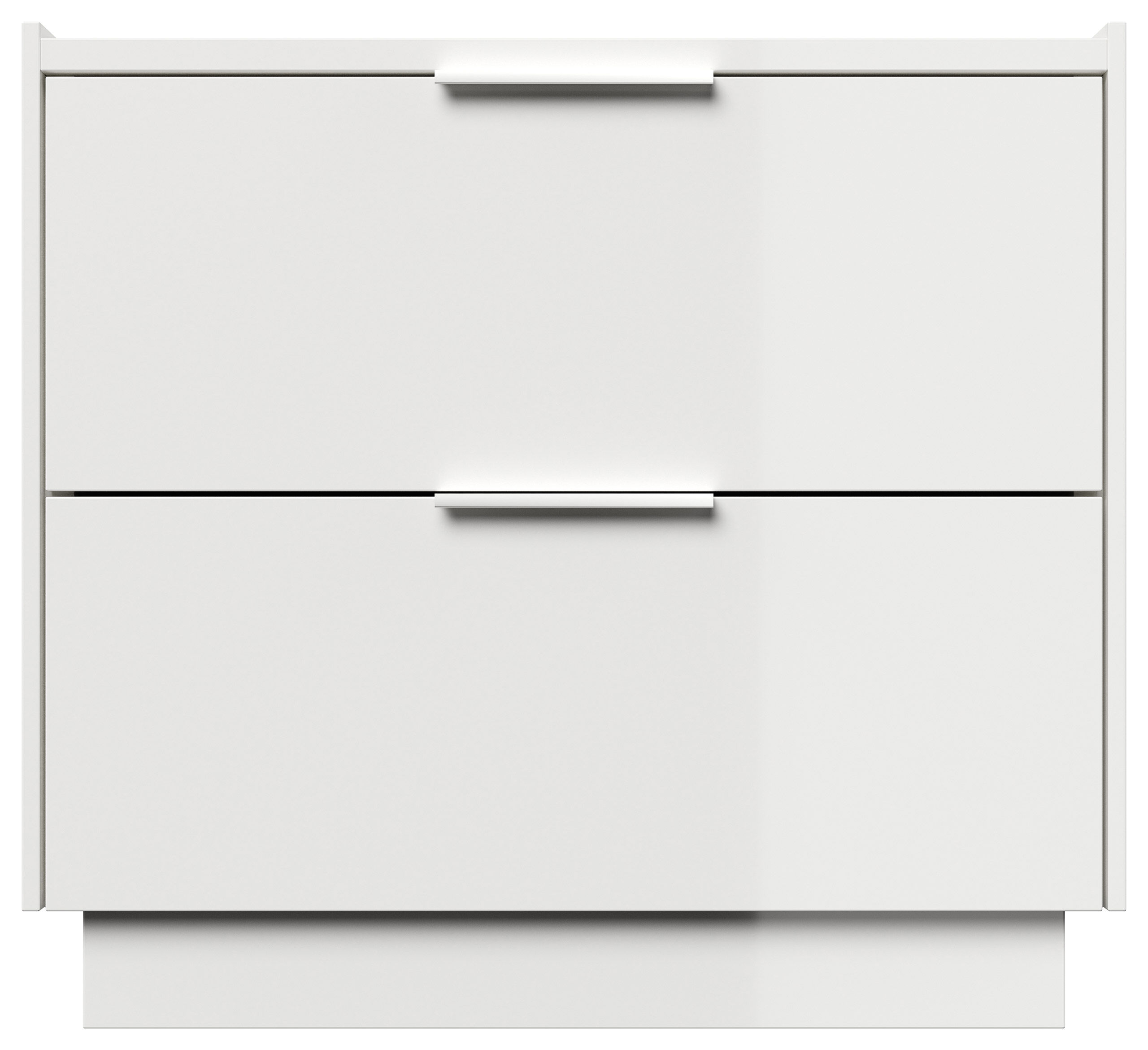 Design Nachttisch Kommode Artem 60cm, 2 Softeinzüge lackiert Weiß Hgl