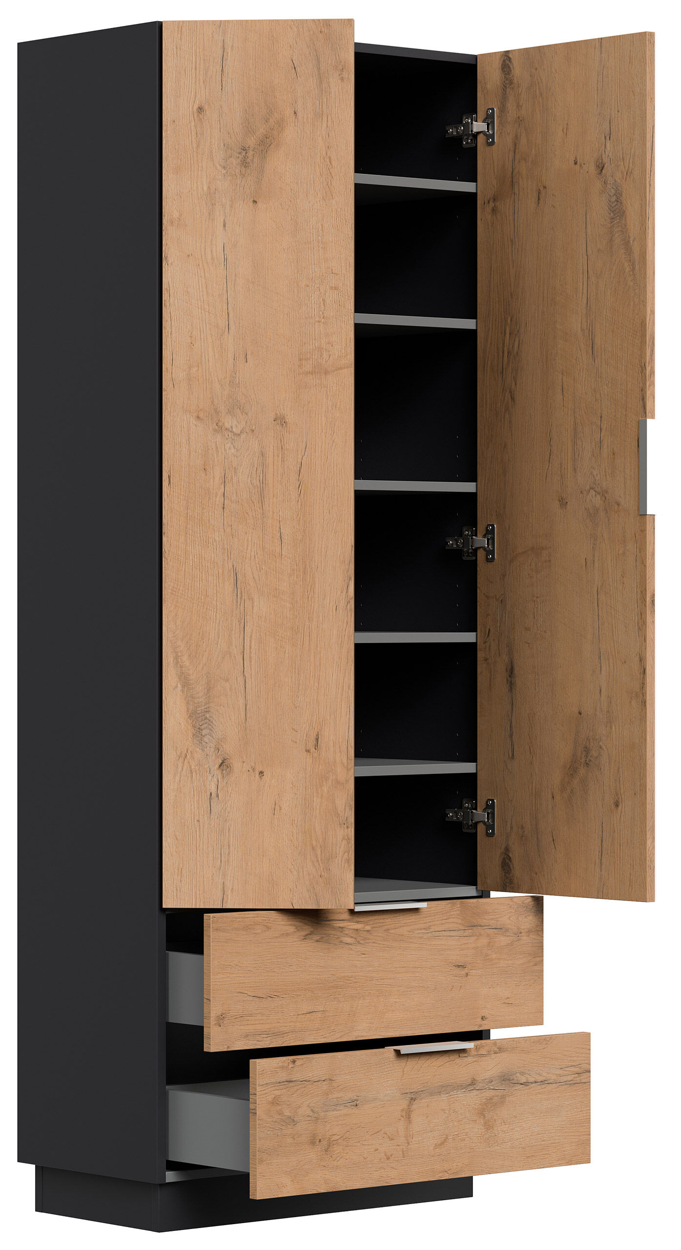 Schuhschrank Castello-M Spiegeltür 2 Softeinzüge 24 Paar Oak