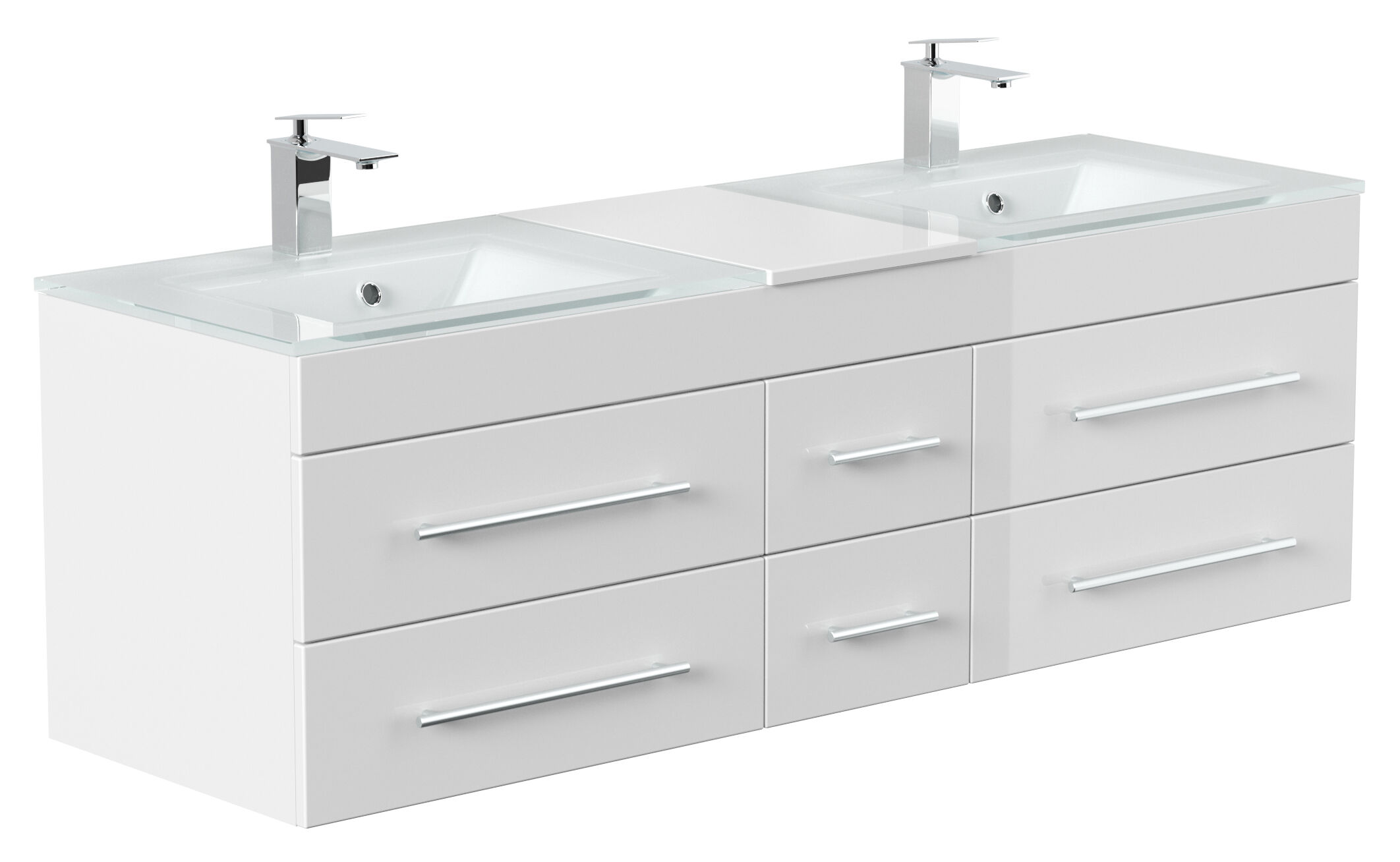 Badmöbel Vitro XL mit Doppel-Glasbecken SoftClose beton