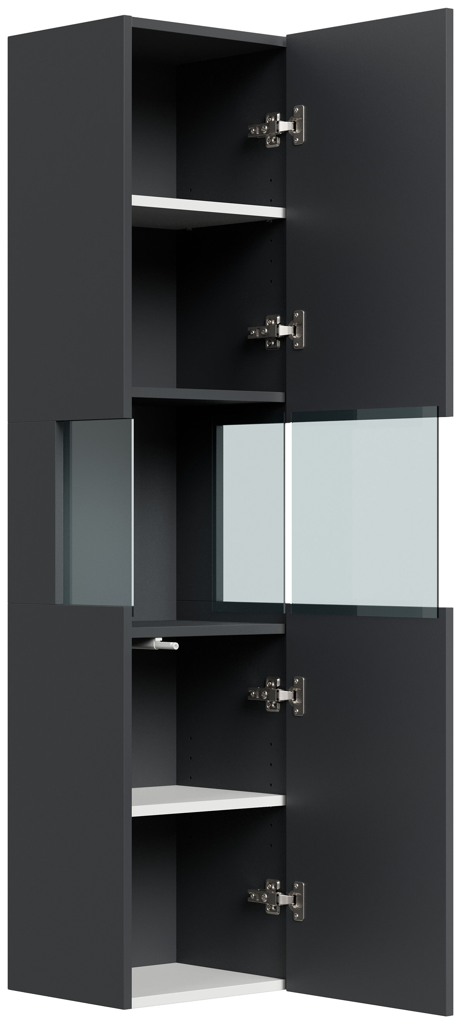 Badmöbel Set Taifun 4tlg. 70cm mit LED Spiegel 3er Boxen & Hochschrank Grafit 