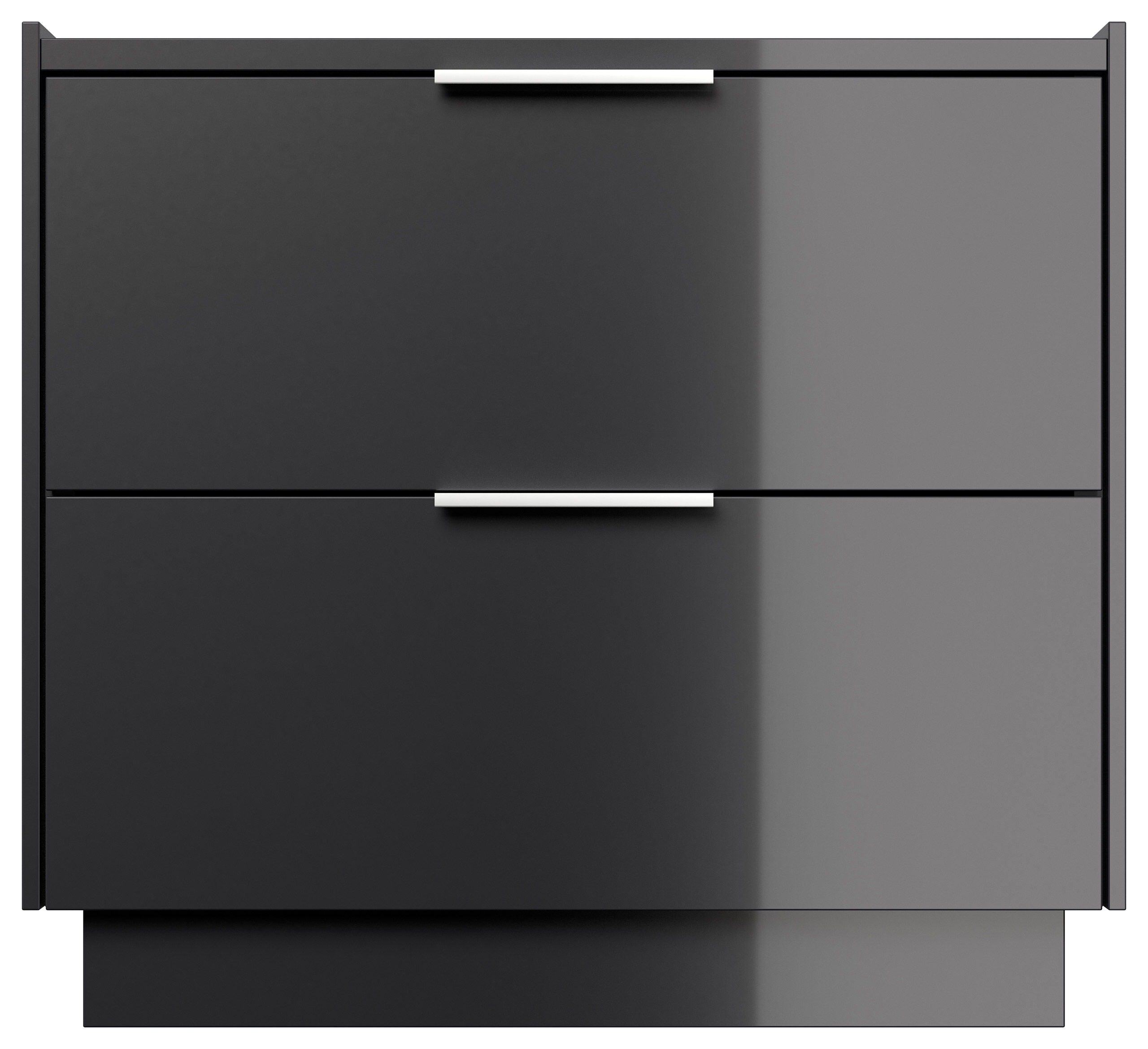 Design Nachttisch Kommode Artem 60cm, 2 Softeinzüge lackiert Weiß Hgl