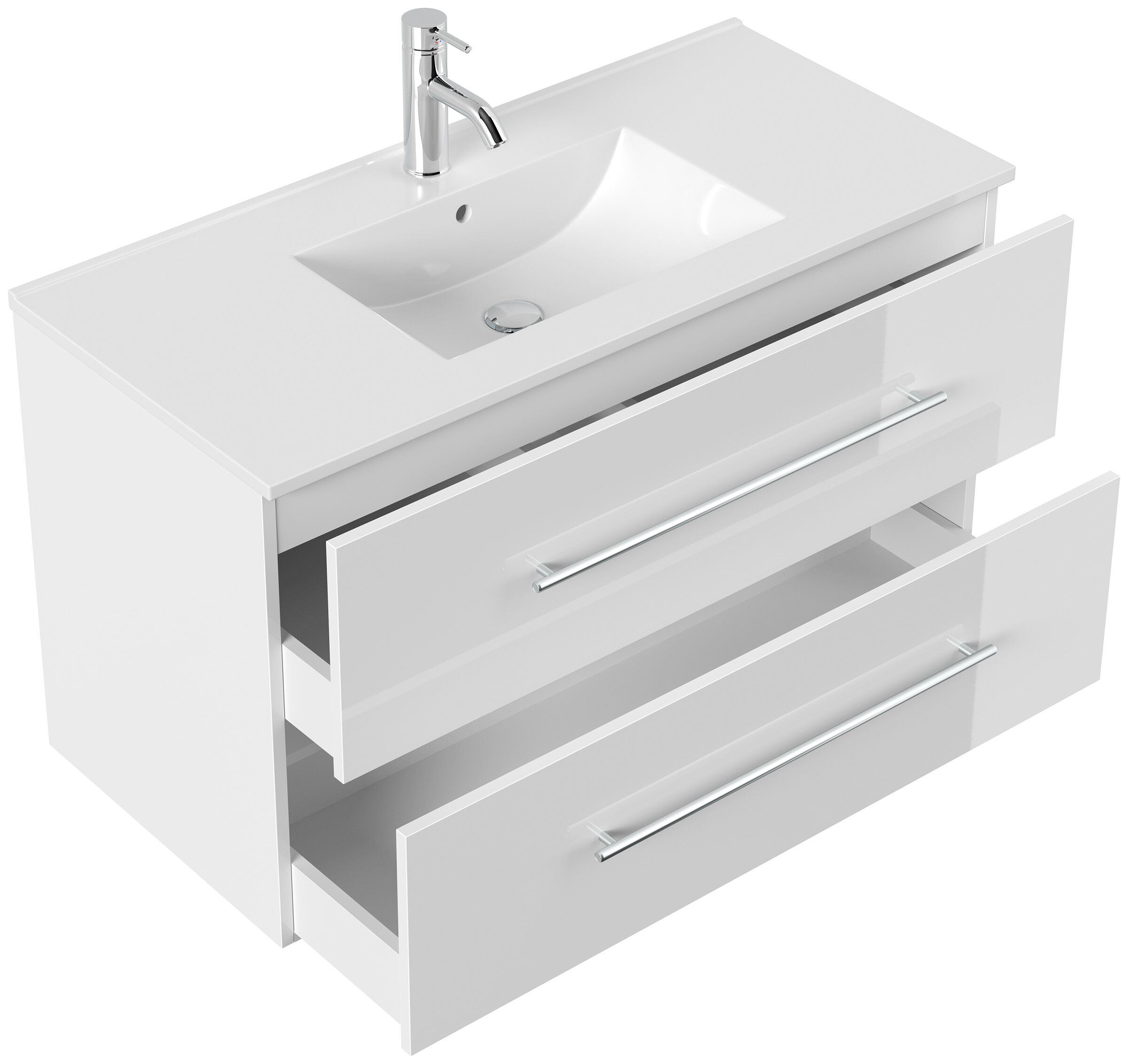 Badmöbel Set Firenze 100 3tlg. Spiegelschrank & Seitenschrank weiß hochglanz