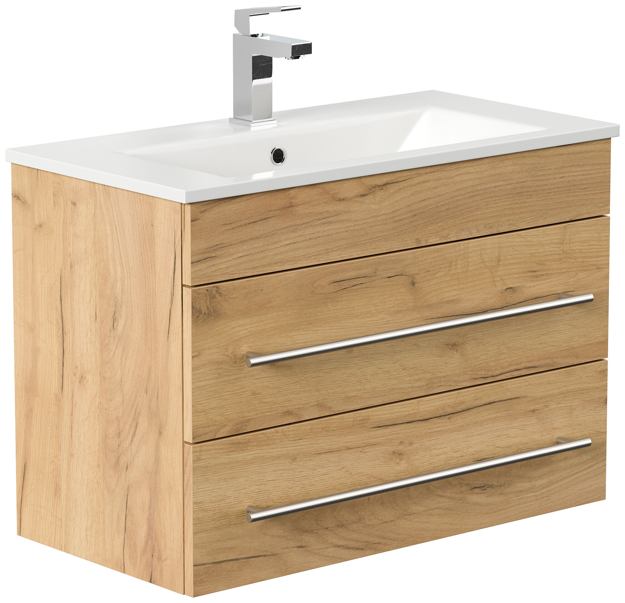 Badmöbel Mona 80x36cm mit 2 SoftClose Schubladen eiche gold