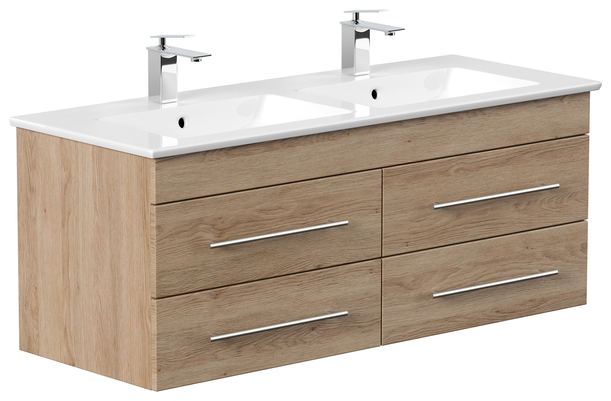 Badmöbel mit Villeroy & Boch Venticello Waschbecken 130 cm Doppel B eiche hell