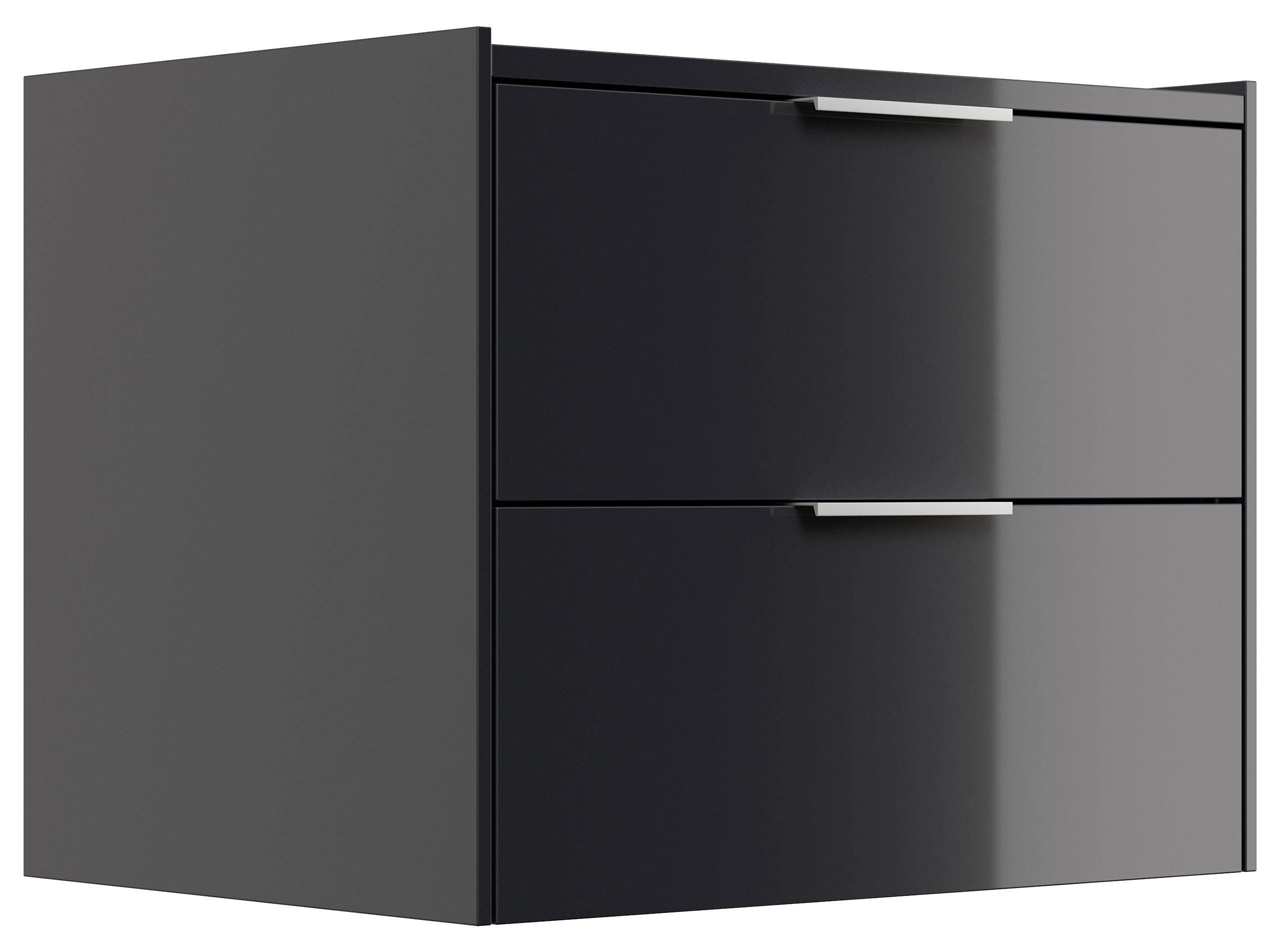 Design Nachttisch Kommode Artem 60cm, 2 Softeinzüge lackiert Weiß Hgl