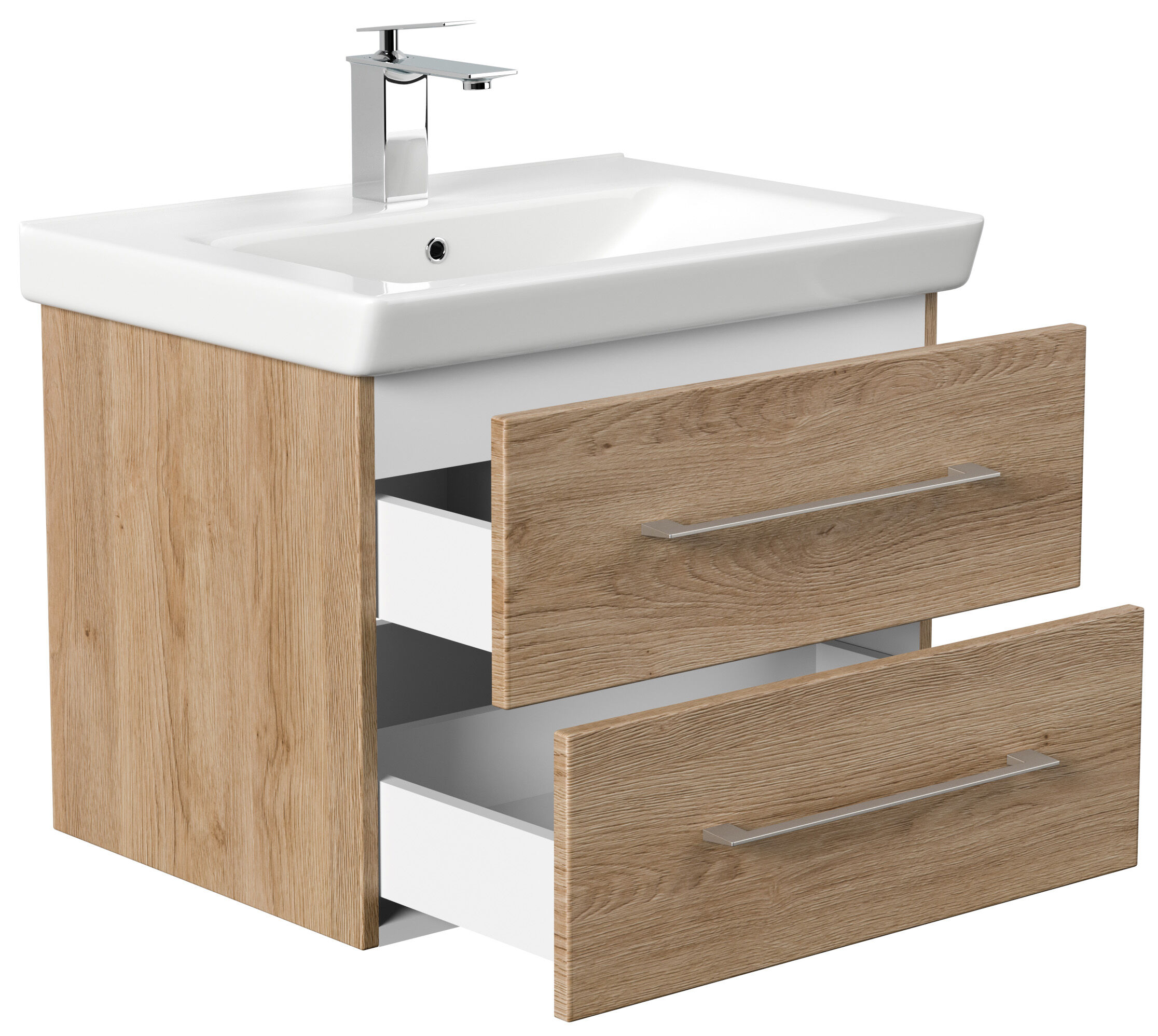 Badmöbel City  65cm mit V&B Subway 2.0 Waschbecken SoftClose eiche hell