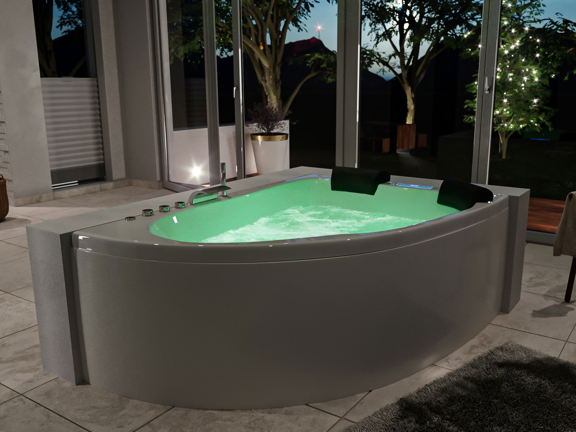 Whirlpool Royal XL 180x130 rechts Made in Germany 21 Düsen Befüllung Überlauf