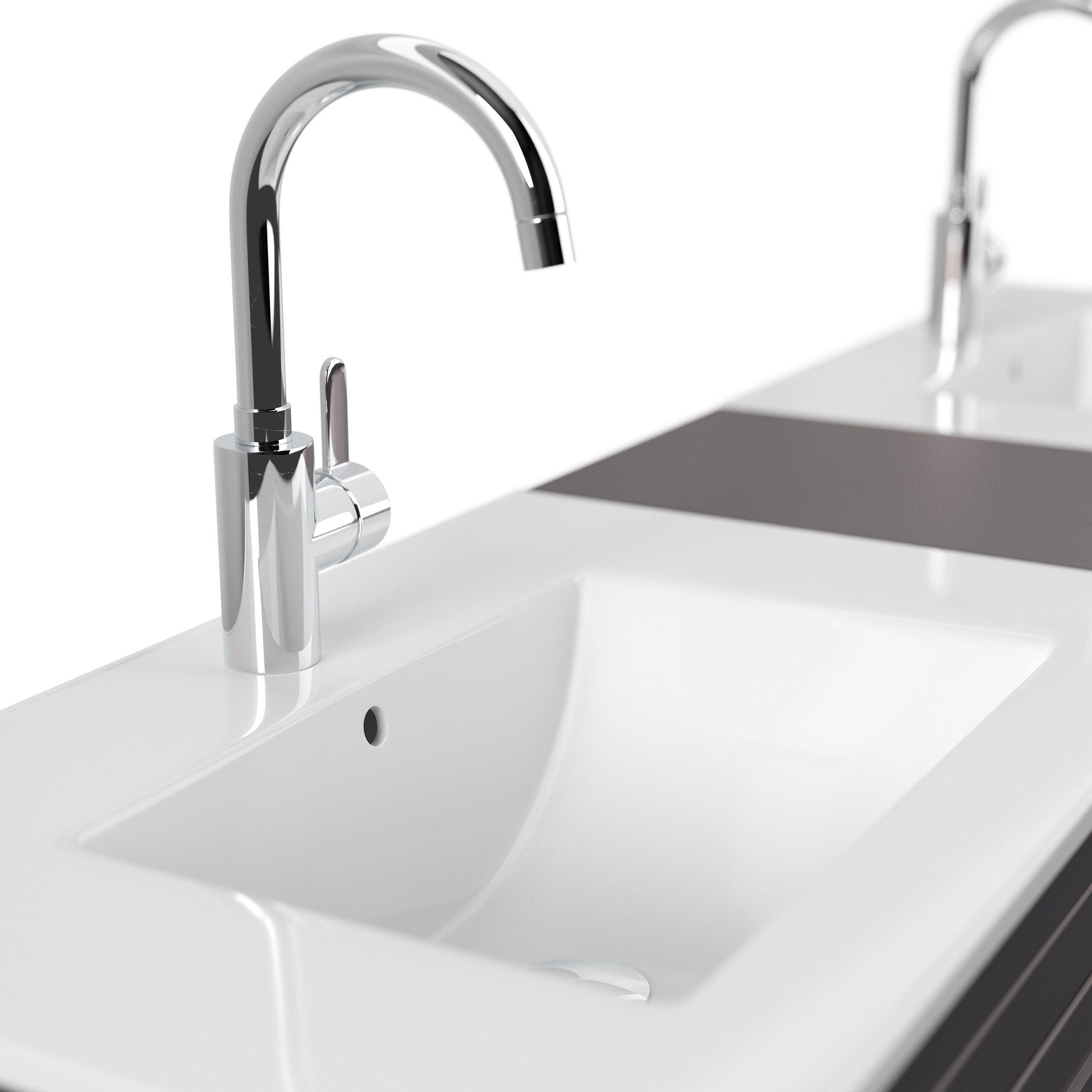 Badmöbel Milano XL Cottage Doppel-Waschbecken SoftClose anthrazit