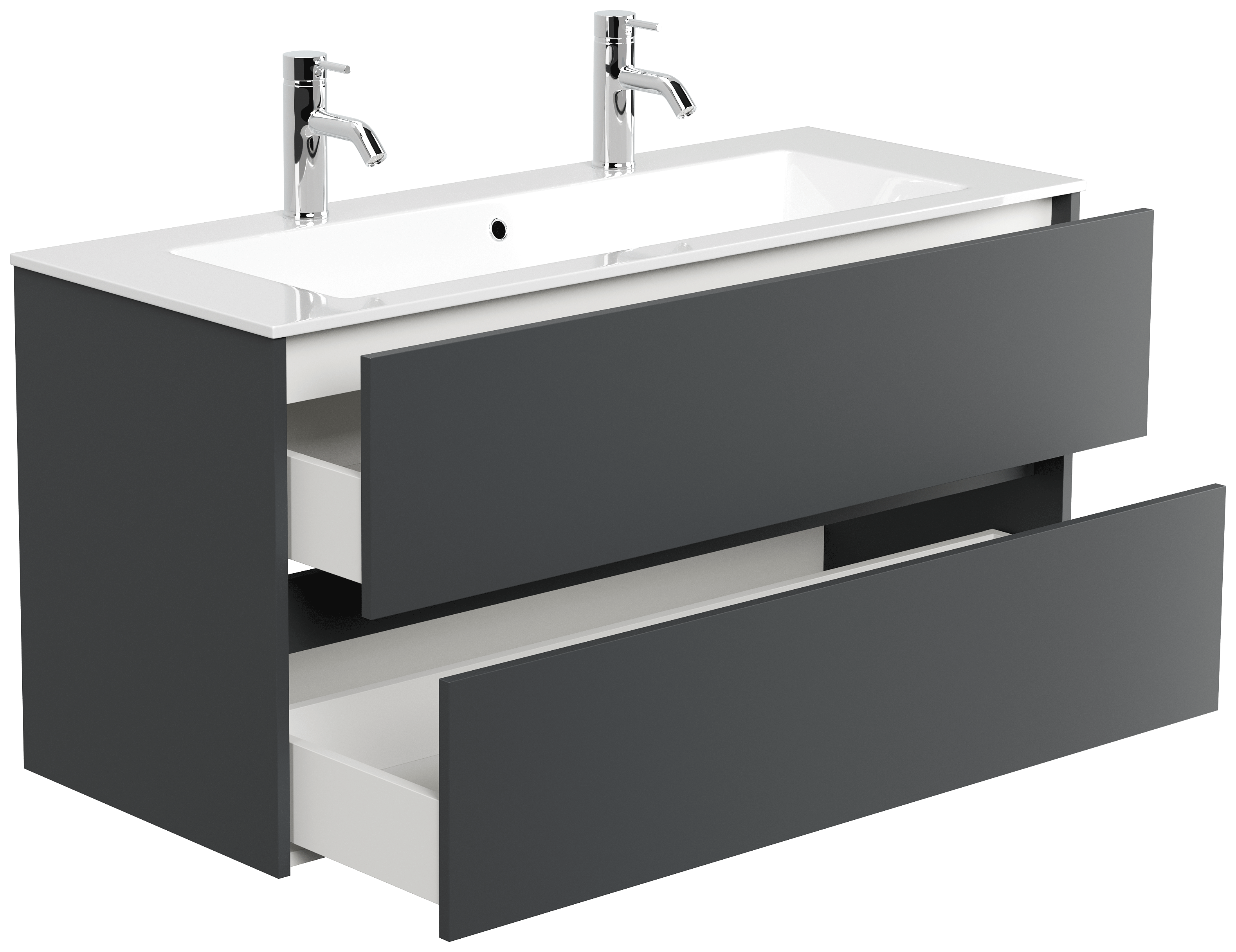 Doppelbadmöbel Taifun & Waschtisch 120 cm 2 Greifraum SoftClose Grafit