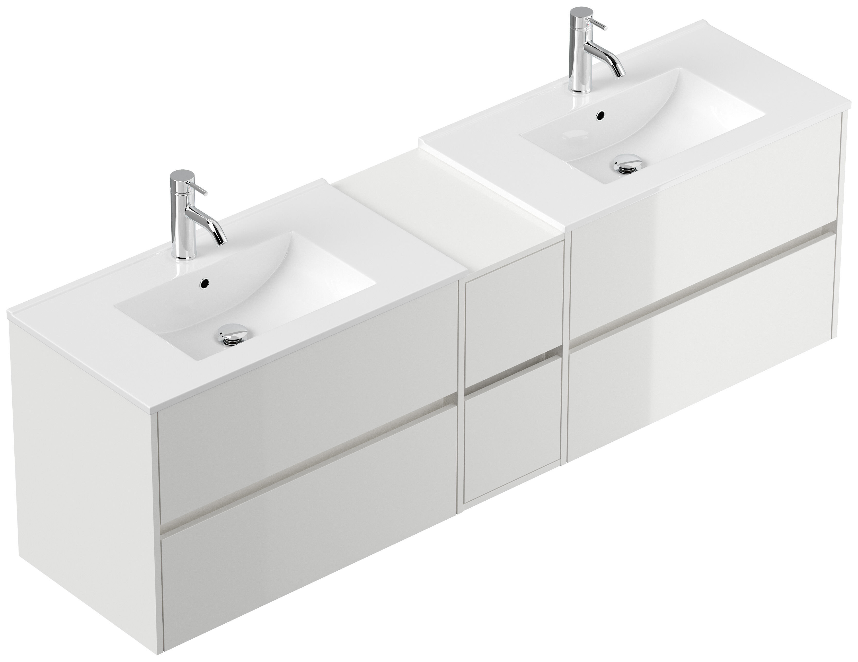 Badmöbelset Taifun 190cm 3tlg mit 2x Spiegelschrank grafit