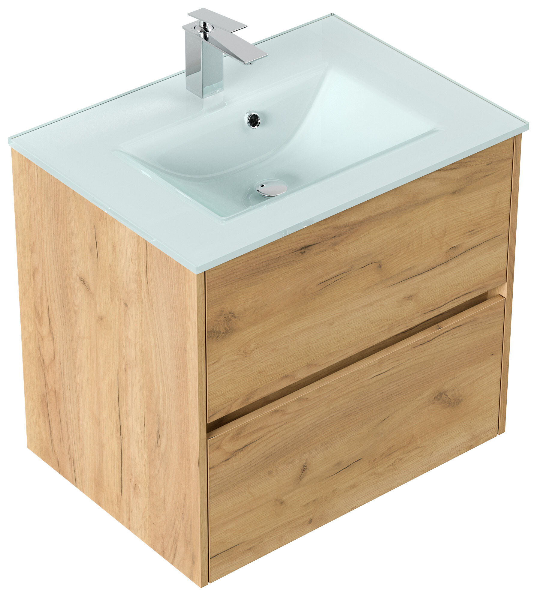 Badmöbel Rina & Waschtisch 70cm 2 Greifraum SoftClose Auszüge eiche gold