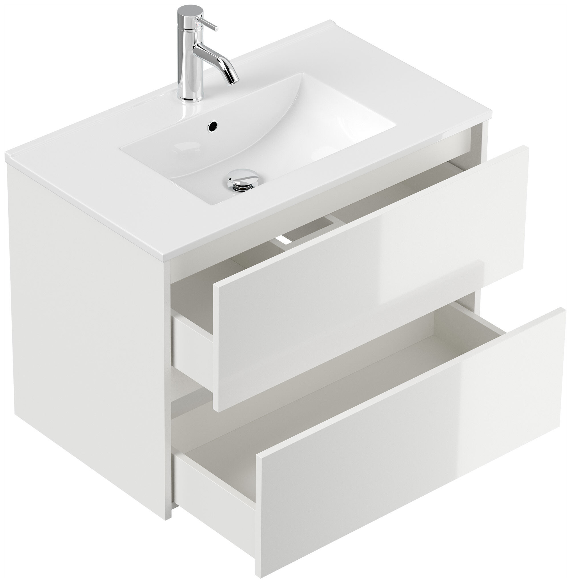 Badmöbel Taifun & Waschtisch 80cm 2 Greifraum SoftClose Auszüge weiß Hgl