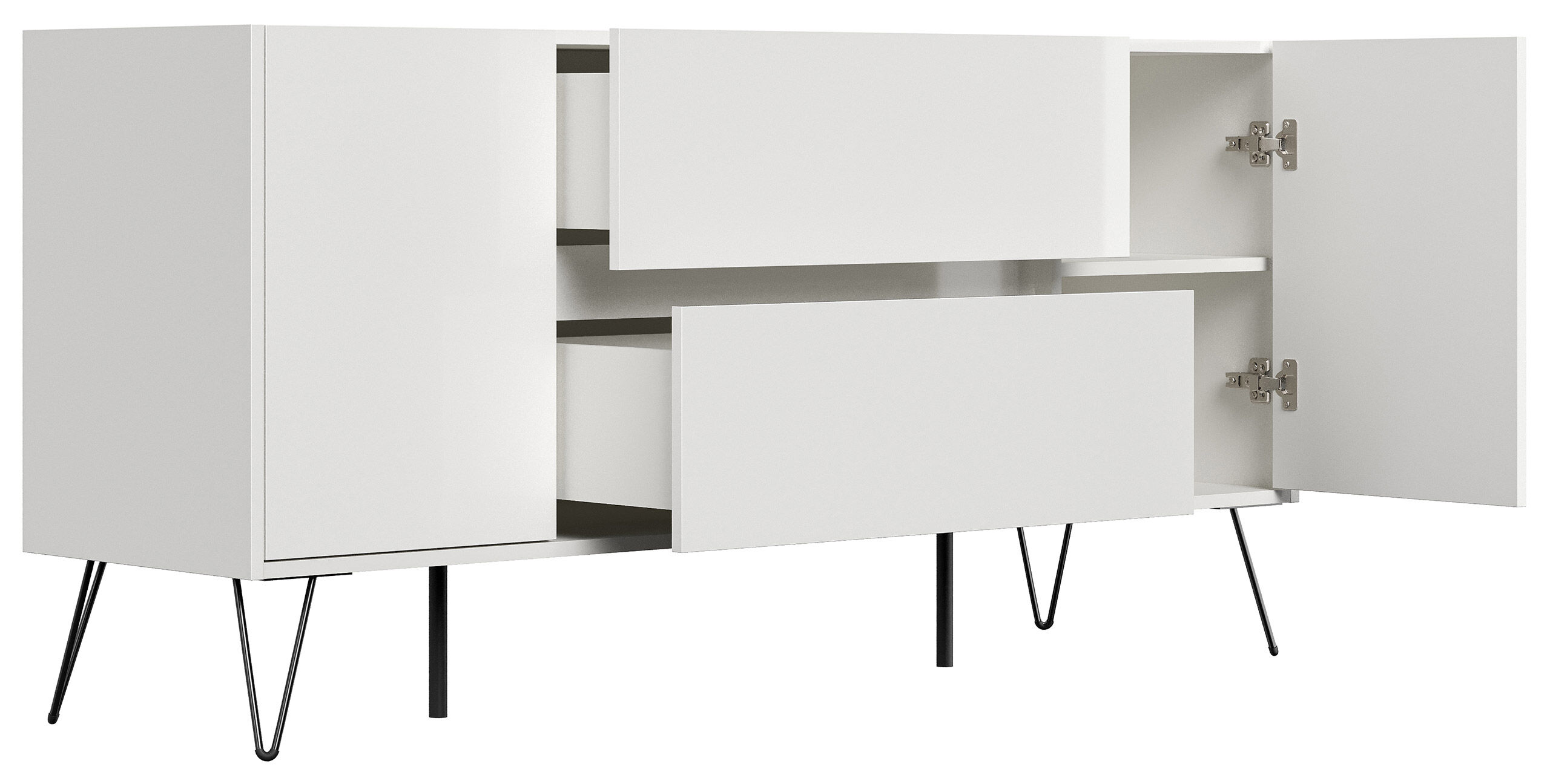 Raumwunder Sideboard Kommode Taran 155cm 2 SoftClose 2 Türen Grafit/Eiche Front