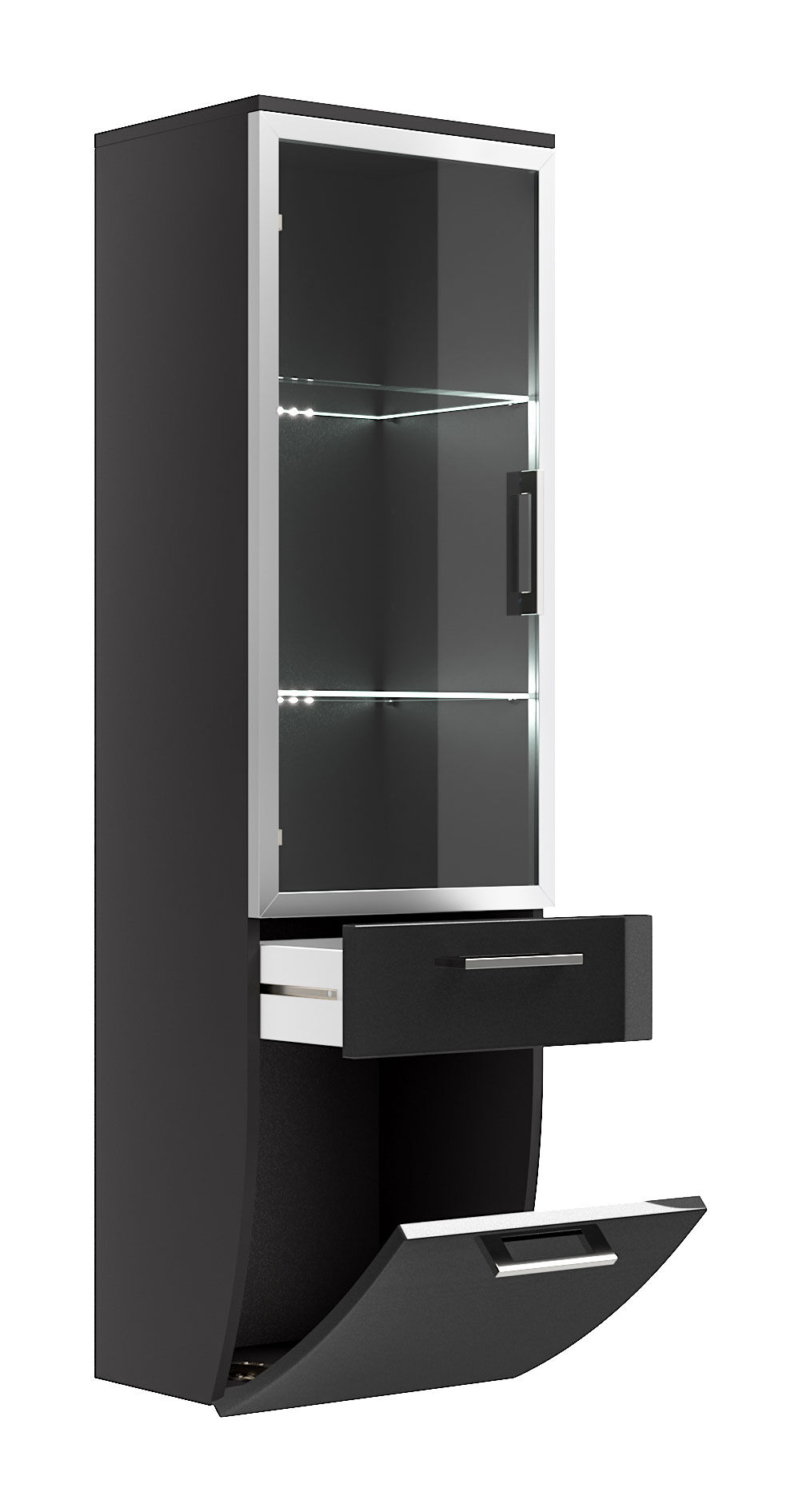 Hochschrank Rima 135 cm mit Glastür rund Anthrazit