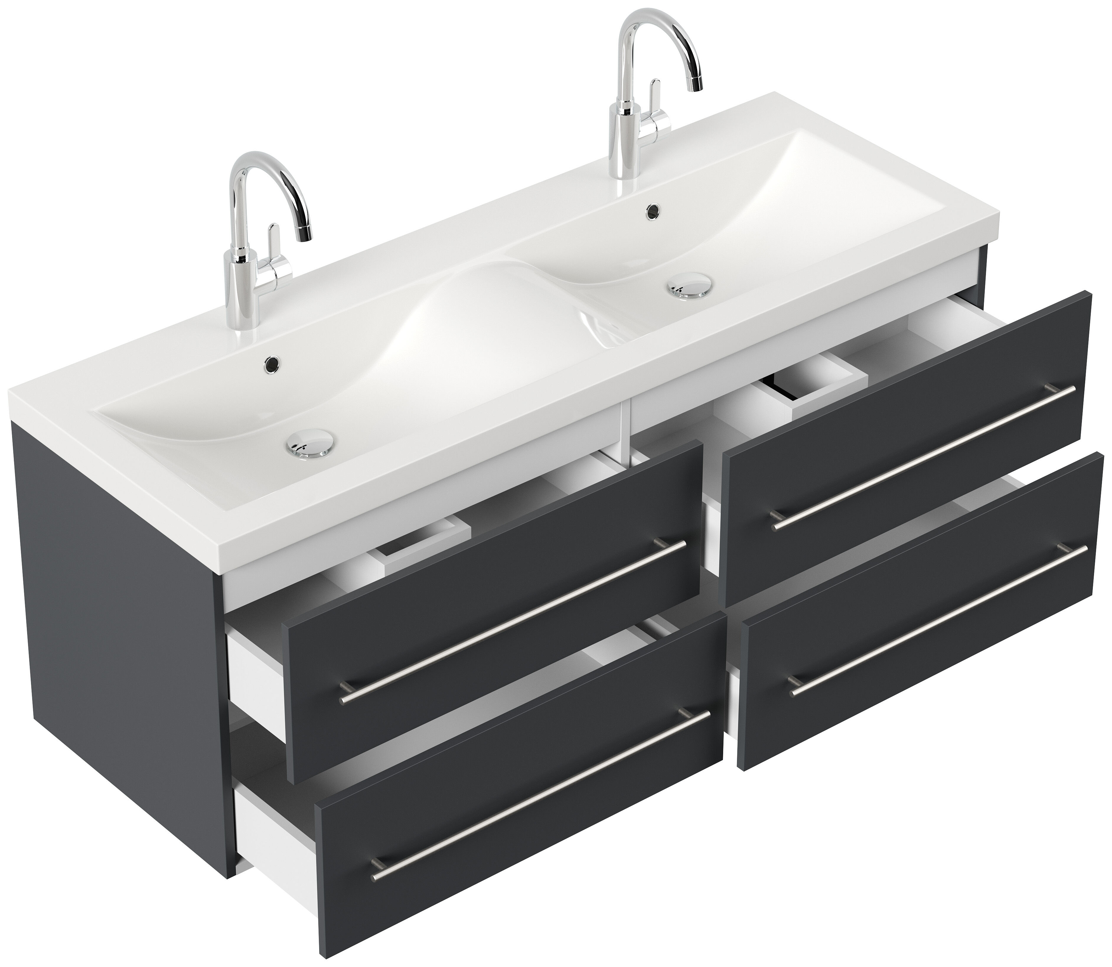 Badmöbelset Persepolis XL 4-teilig Spiegelschrank 2x Hochschrank eiche gold