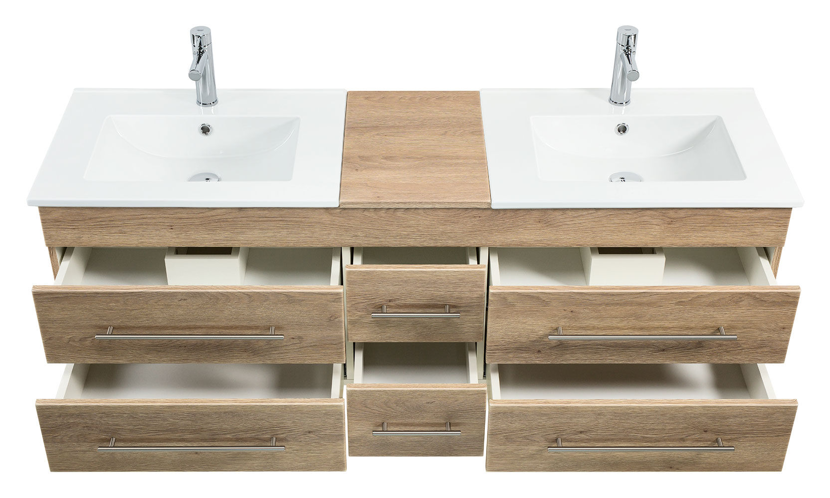 Badmöbel Milano XL 172cm Doppel- Waschtisch SoftClose weiss hochglanz